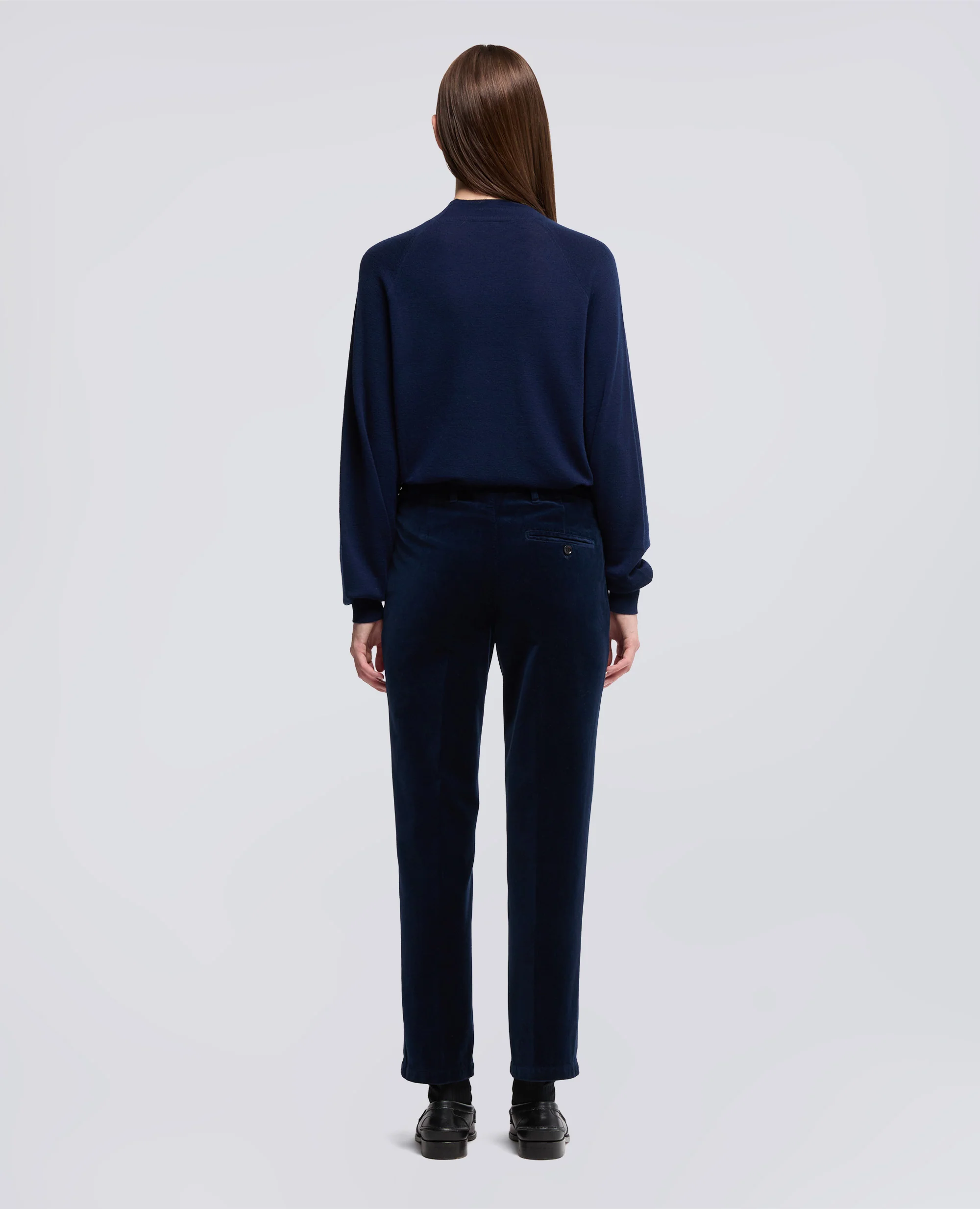 PANTALONE IN VELLUTO LISCIO - NAVY - Image 3