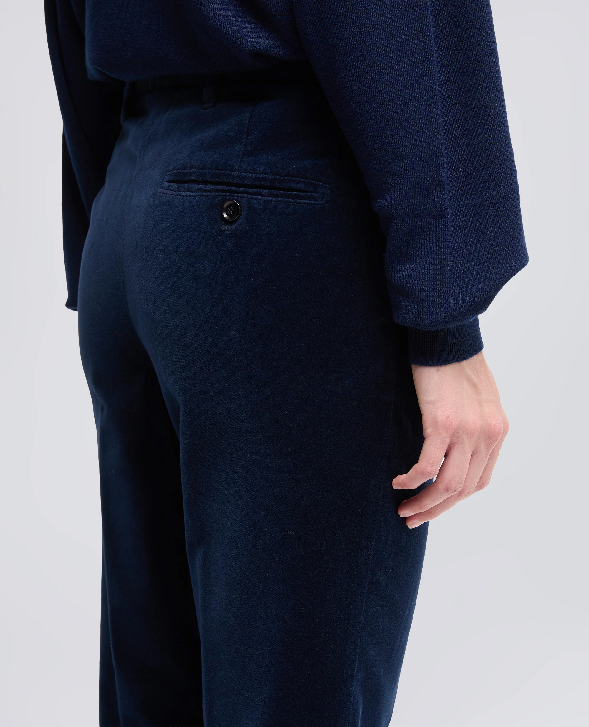 PANTALONE IN VELLUTO LISCIO - NAVY - Image 4
