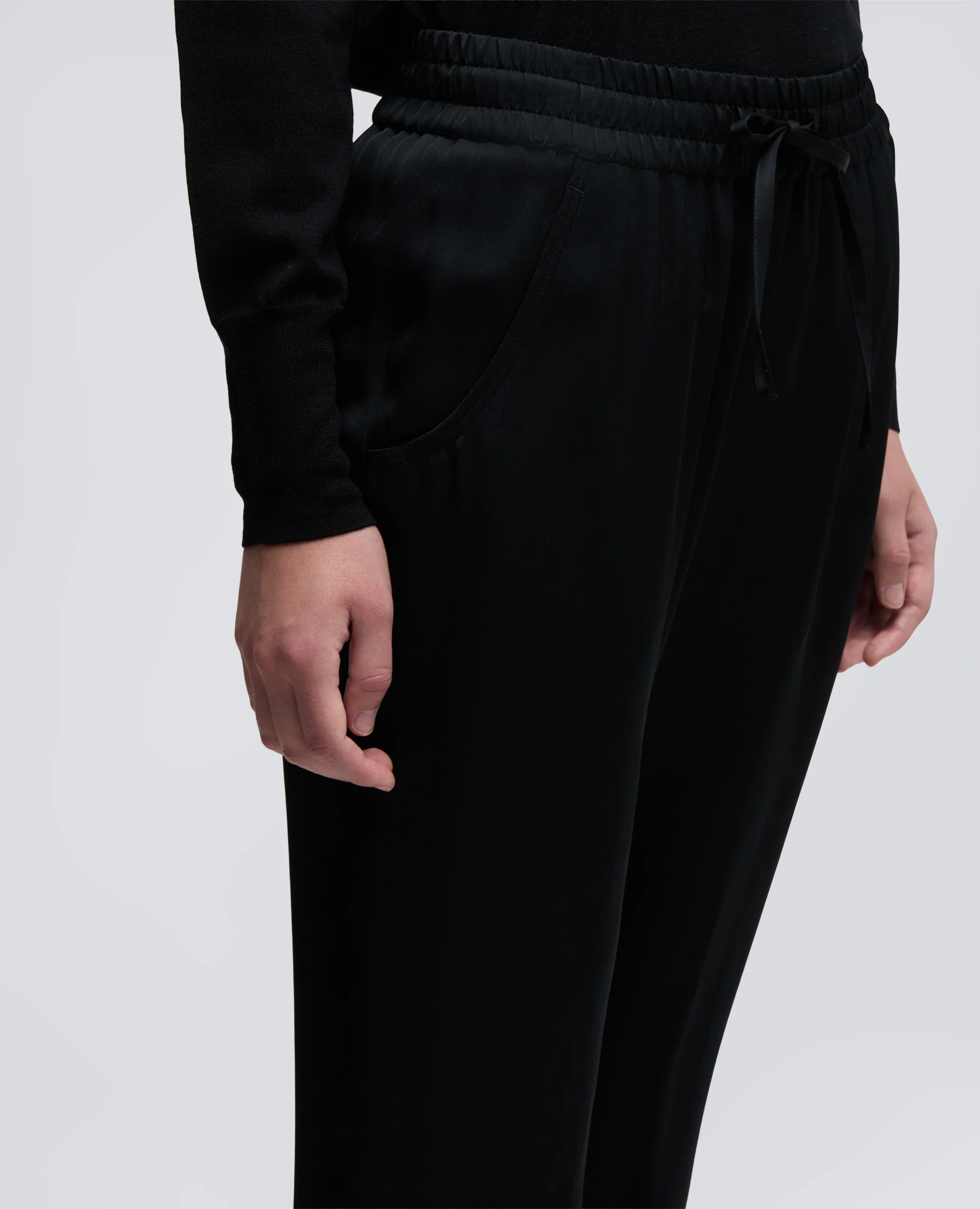 PANTALONE IN ENVERS SATIN - NERO - Image 4