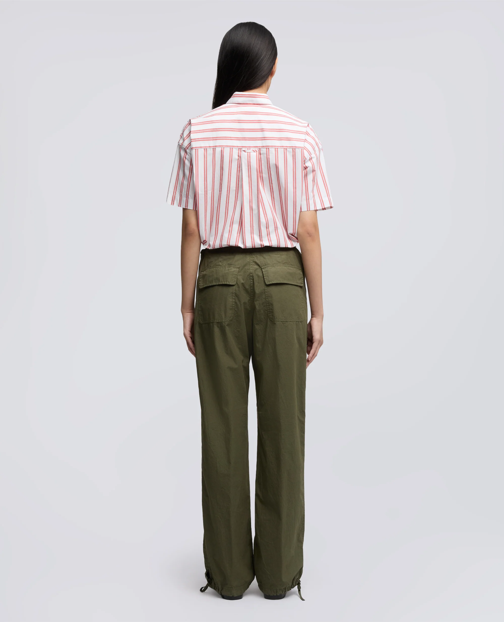 PANTALONE IN POPELINE COTONE TINTO CAPO - MILITARE - Image 3