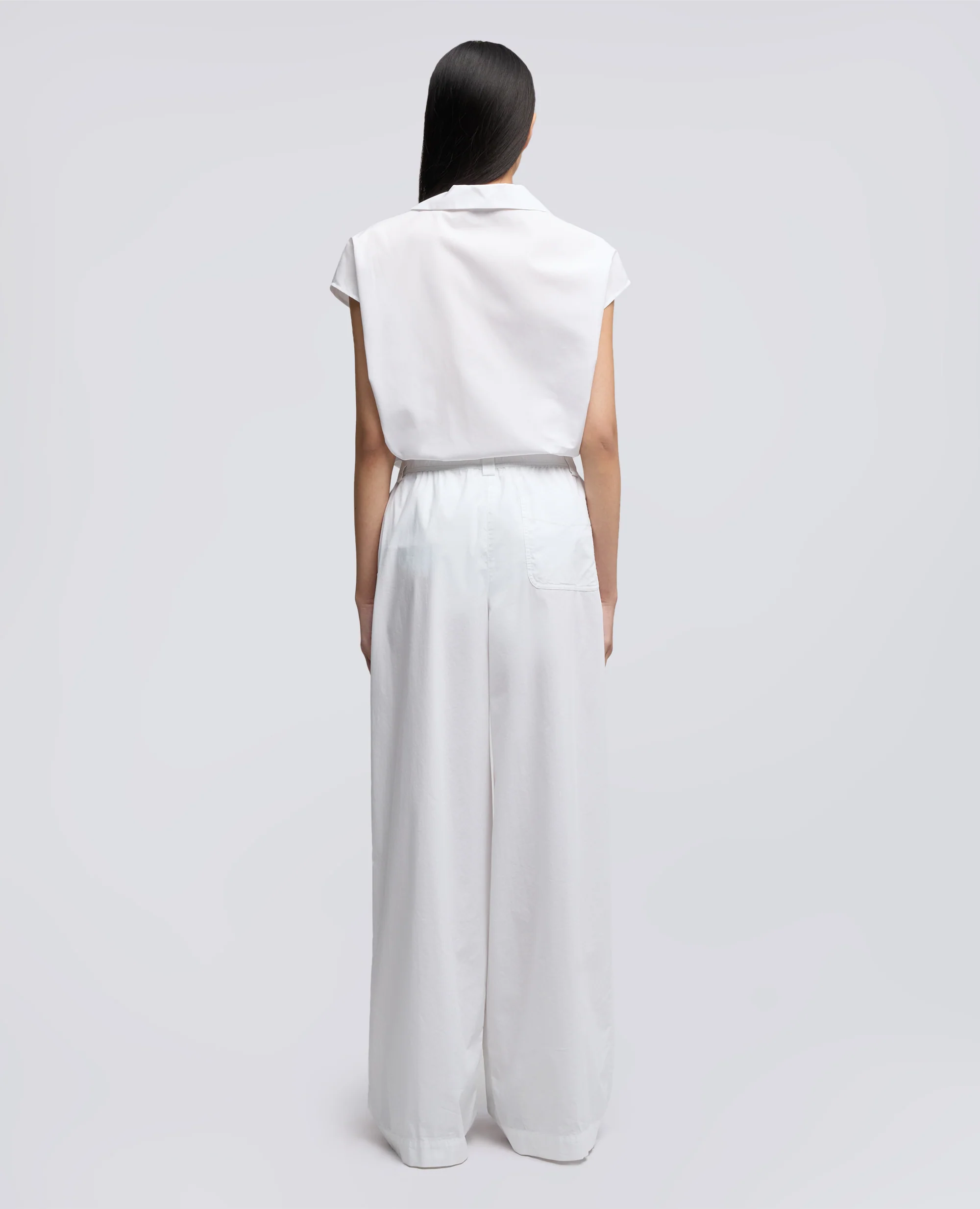 PANTALONE IN POPELINE DI COTONE NYLON STRETCH - BIANCO - Image 3