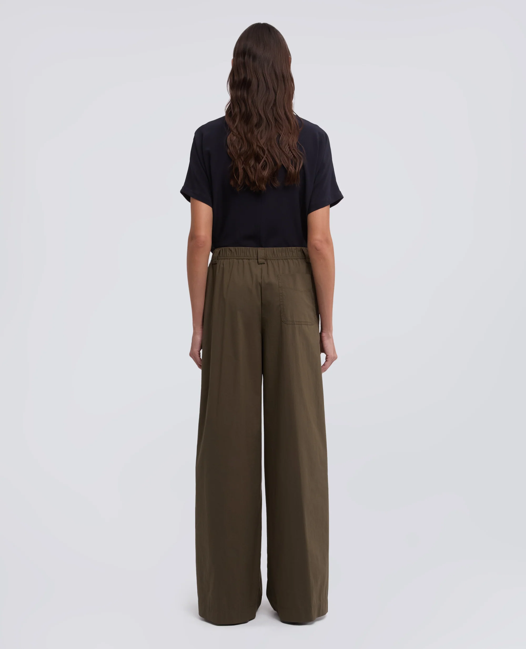 PANTALONE IN POPELINE DI COTONE NYLON STRETCH - MILITARE - Image 3