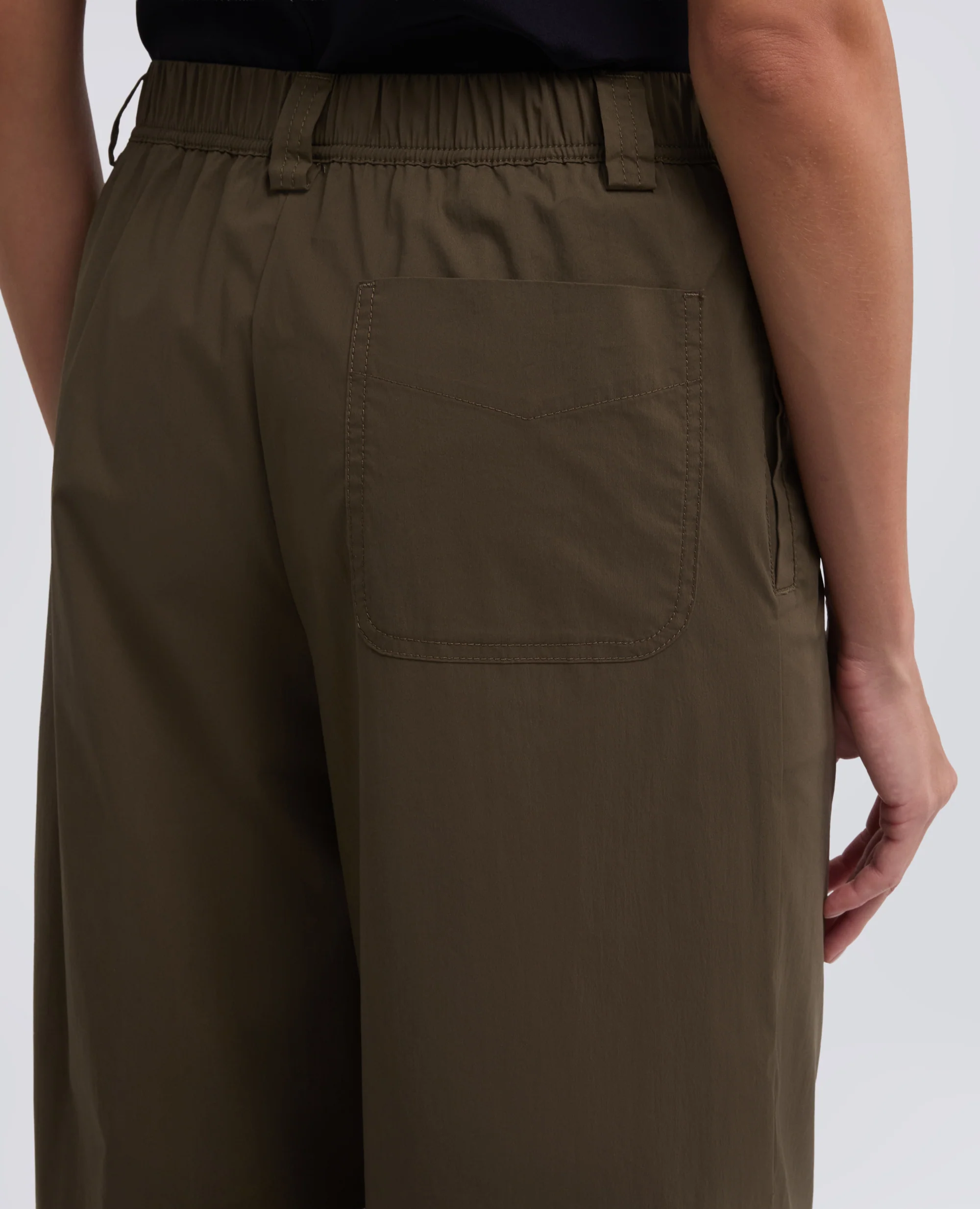 PANTALONE IN POPELINE DI COTONE NYLON STRETCH - MILITARE - Image 4
