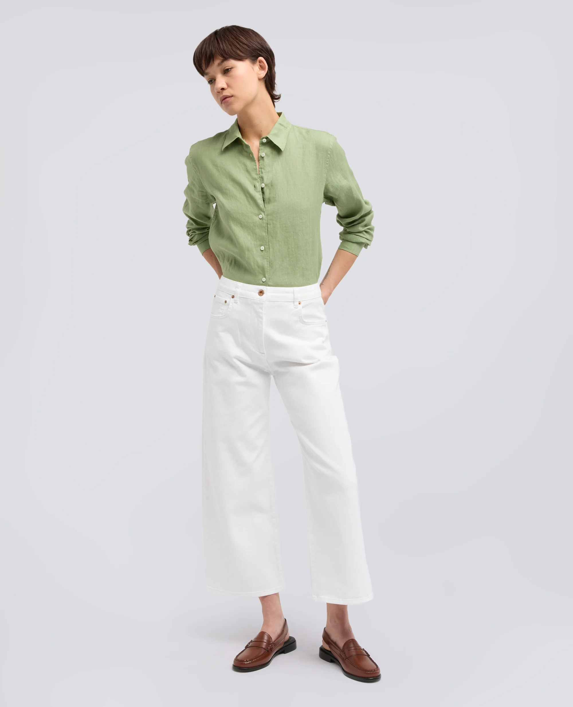 PANTALONE IN DENIM DI COTONE - BIANCO - Image 2