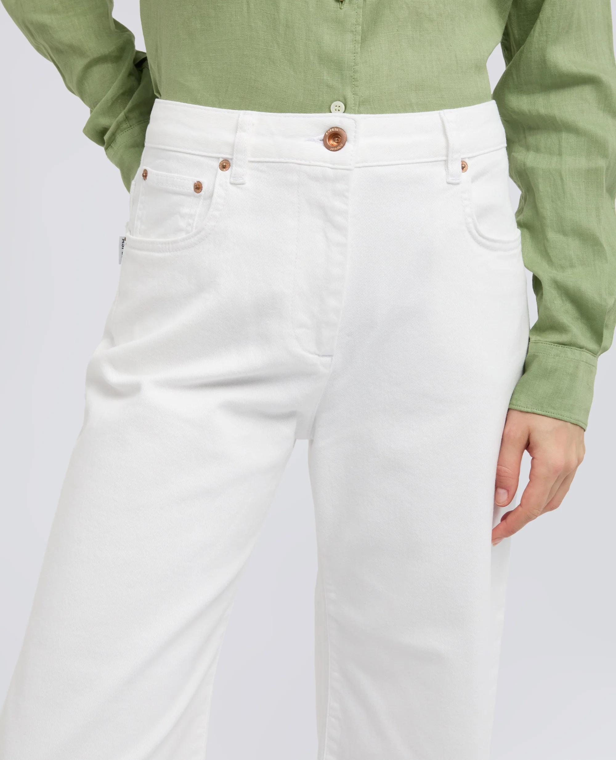PANTALONE IN DENIM DI COTONE - BIANCO - Image 4