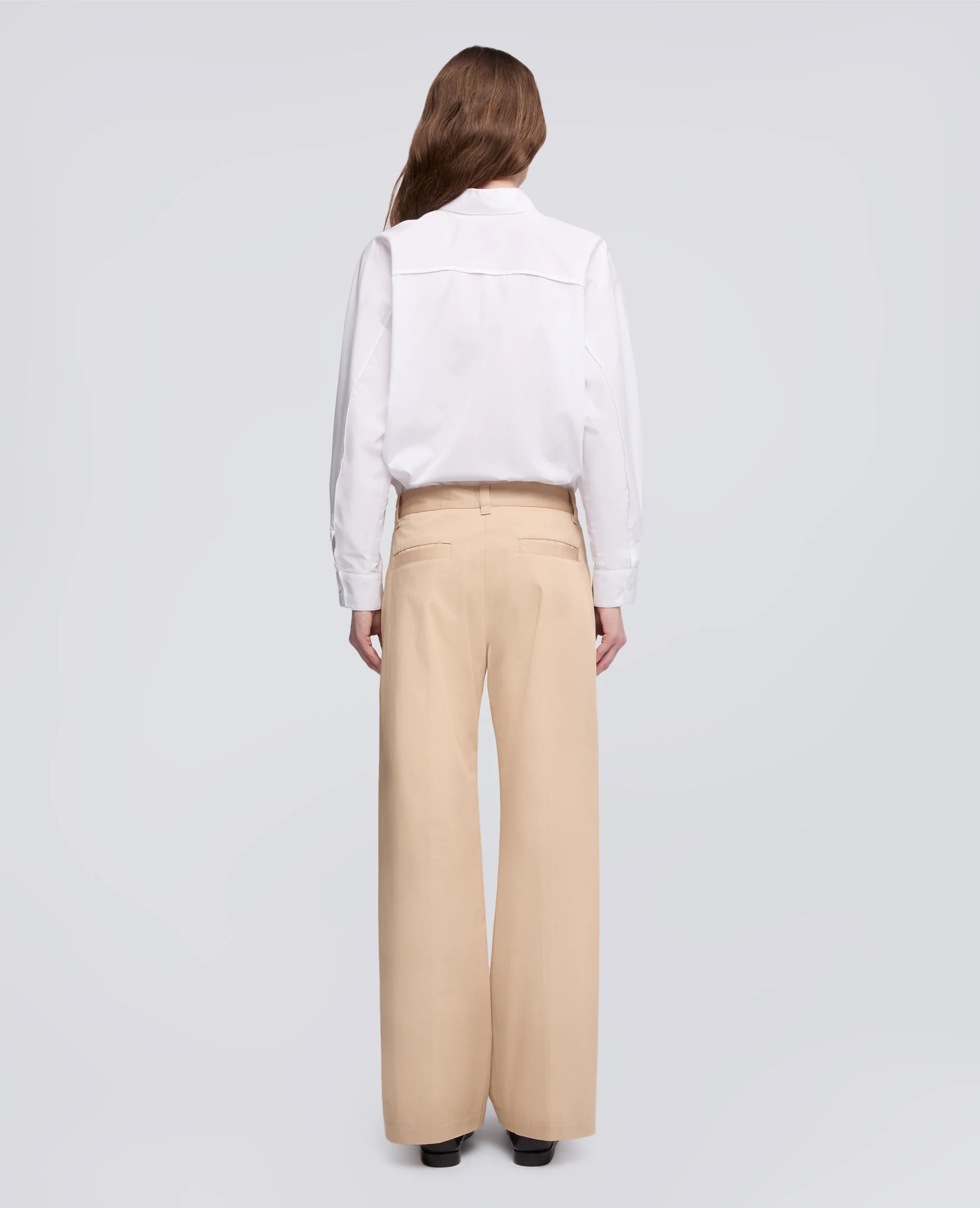PANTALONE IN EXTRA FINE TWILL DI COTONE TINTO PEZZA - BEIGE - Image 3