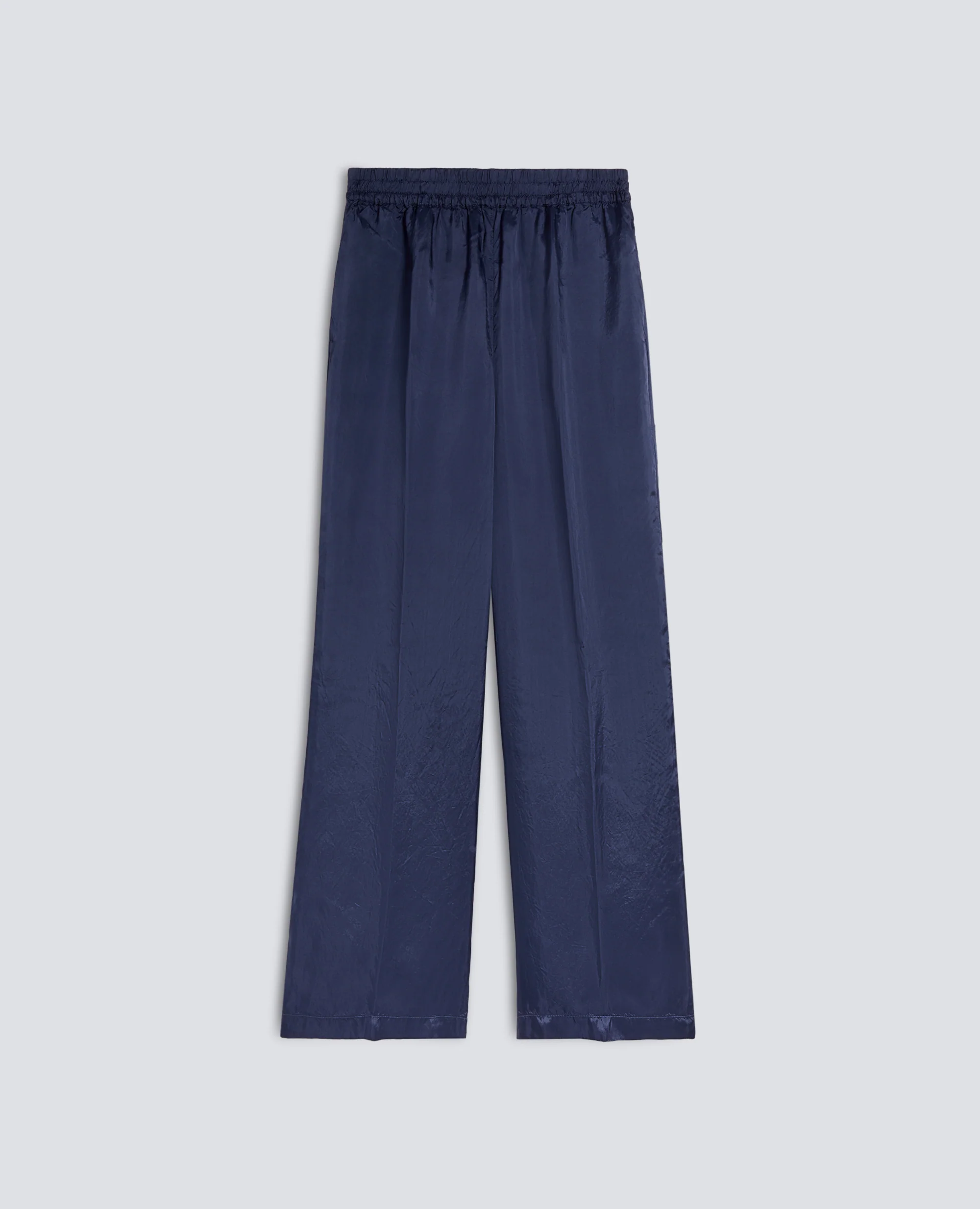 PANTALONE IN TWILL DI VISCOSA LAVATO - BLU