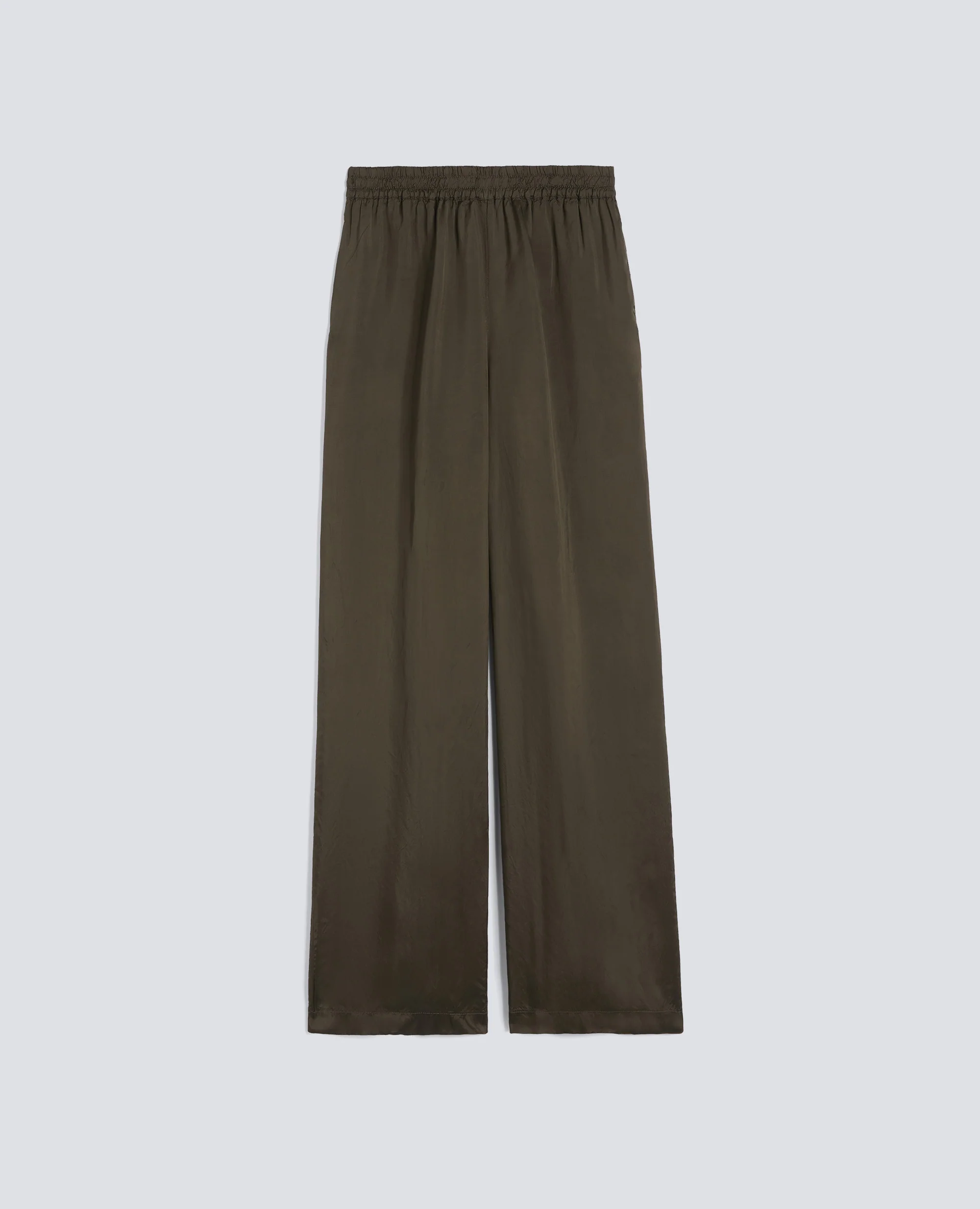 PANTALONE IN TWILL DI VISCOSA LAVATO - MILITARE