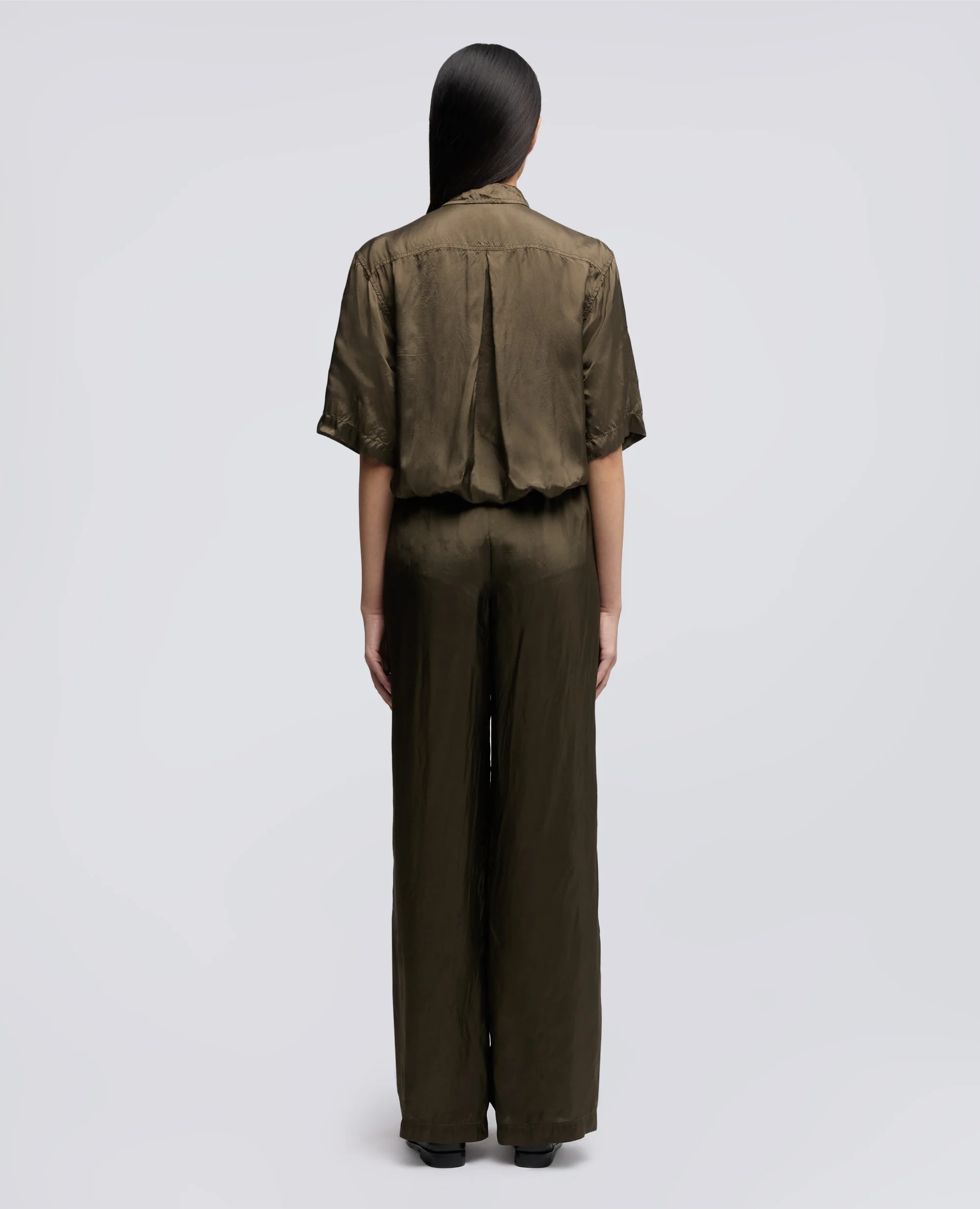 PANTALONE IN TWILL DI VISCOSA LAVATO - MILITARE - Image 3