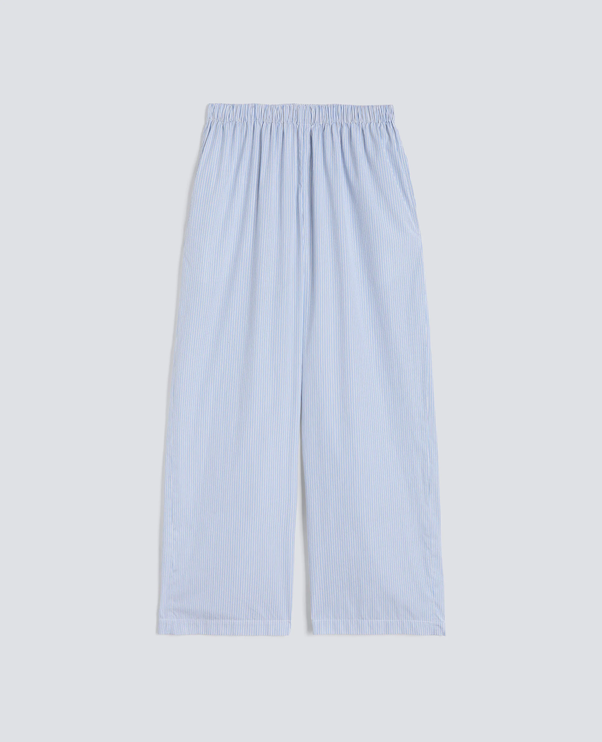 PANTALONE IN POPELINE DI COTONE - AA CAPSULE COLLECTION - RIGA AZZURRA