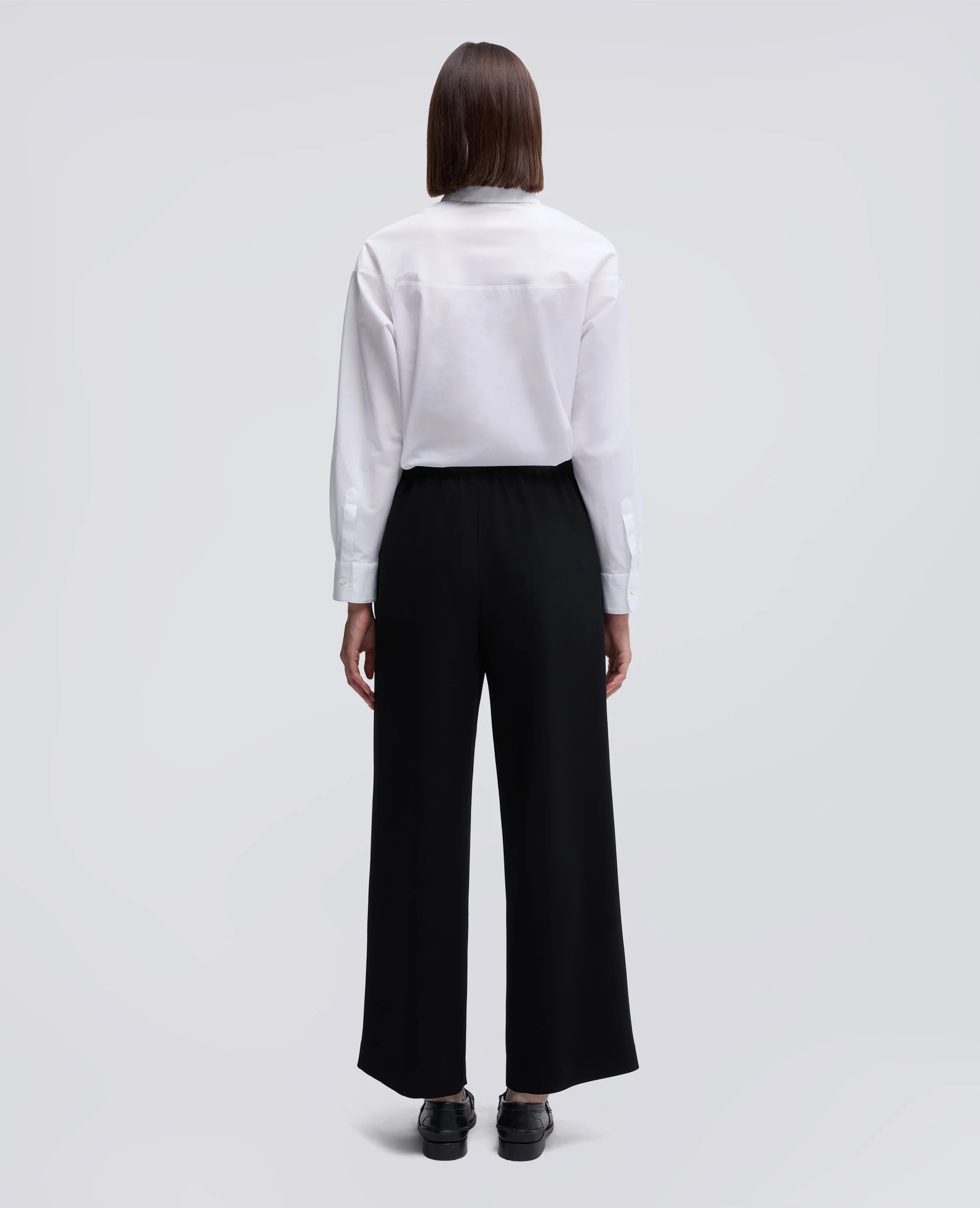 PANTALONE IN CADY CREPE CON ELASTICO - NERO - Image 3