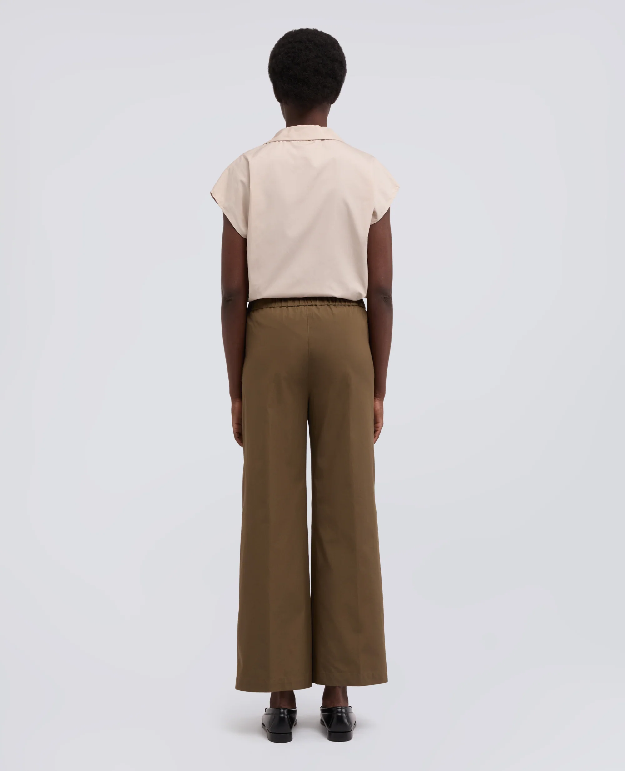 PANTALONE IN POPELINE DI COTONE - MILITARE - Image 3