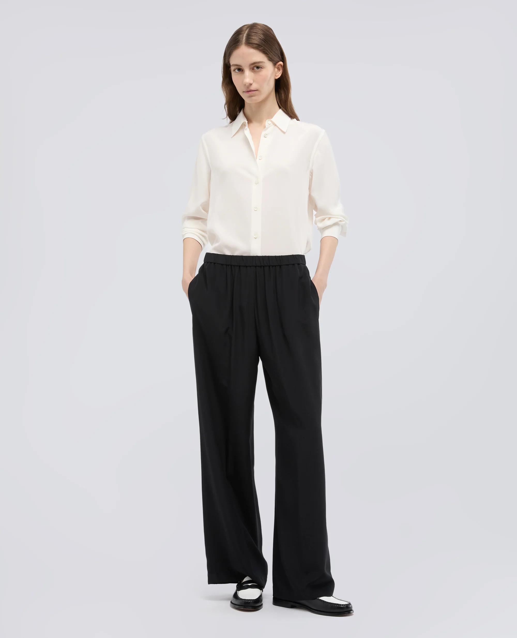 PANTALONE IN CREPE DE CHINE SETA - NERO - Image 2