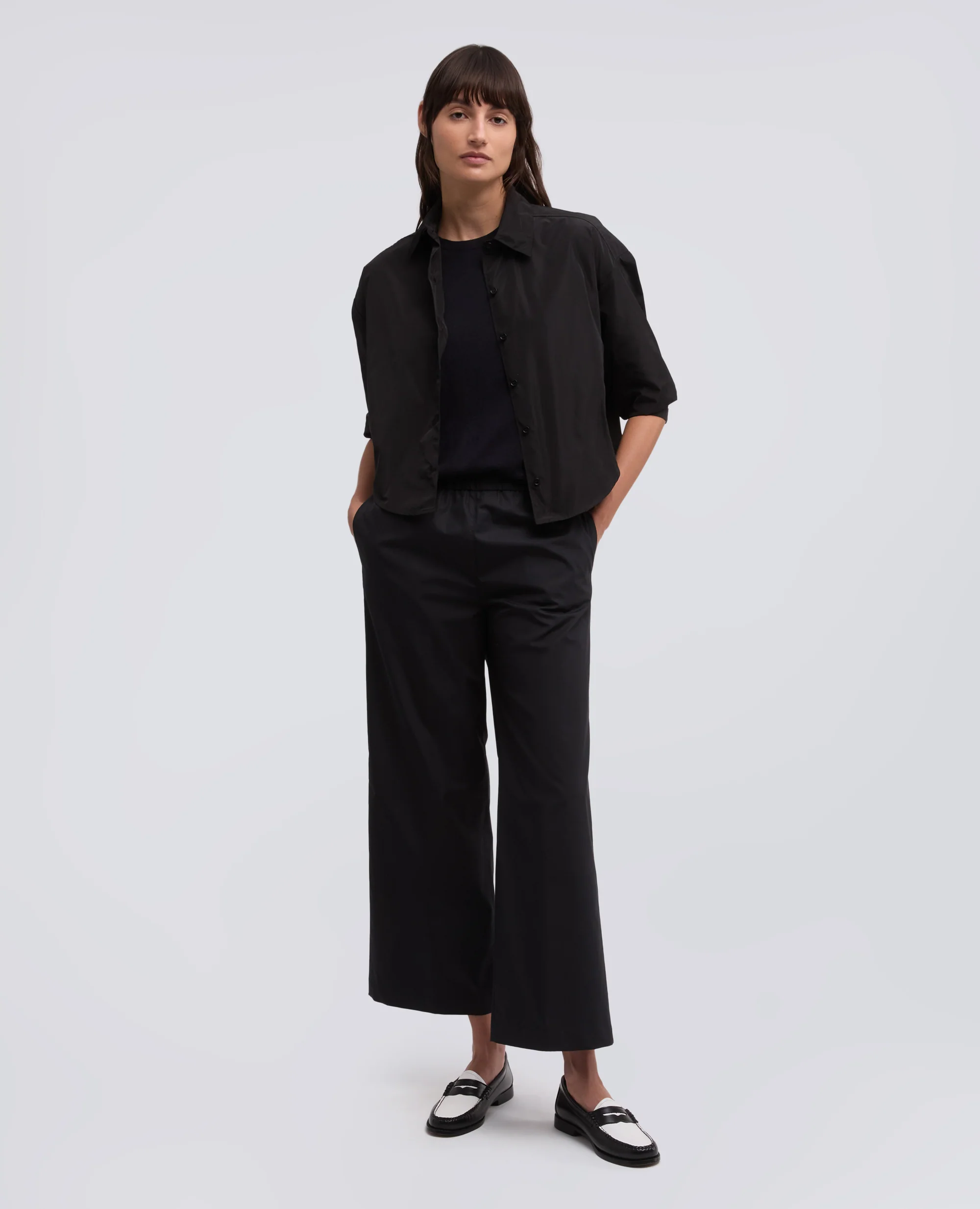 PANTALONE IN POPELINE DI COTONE - NERO - Image 2