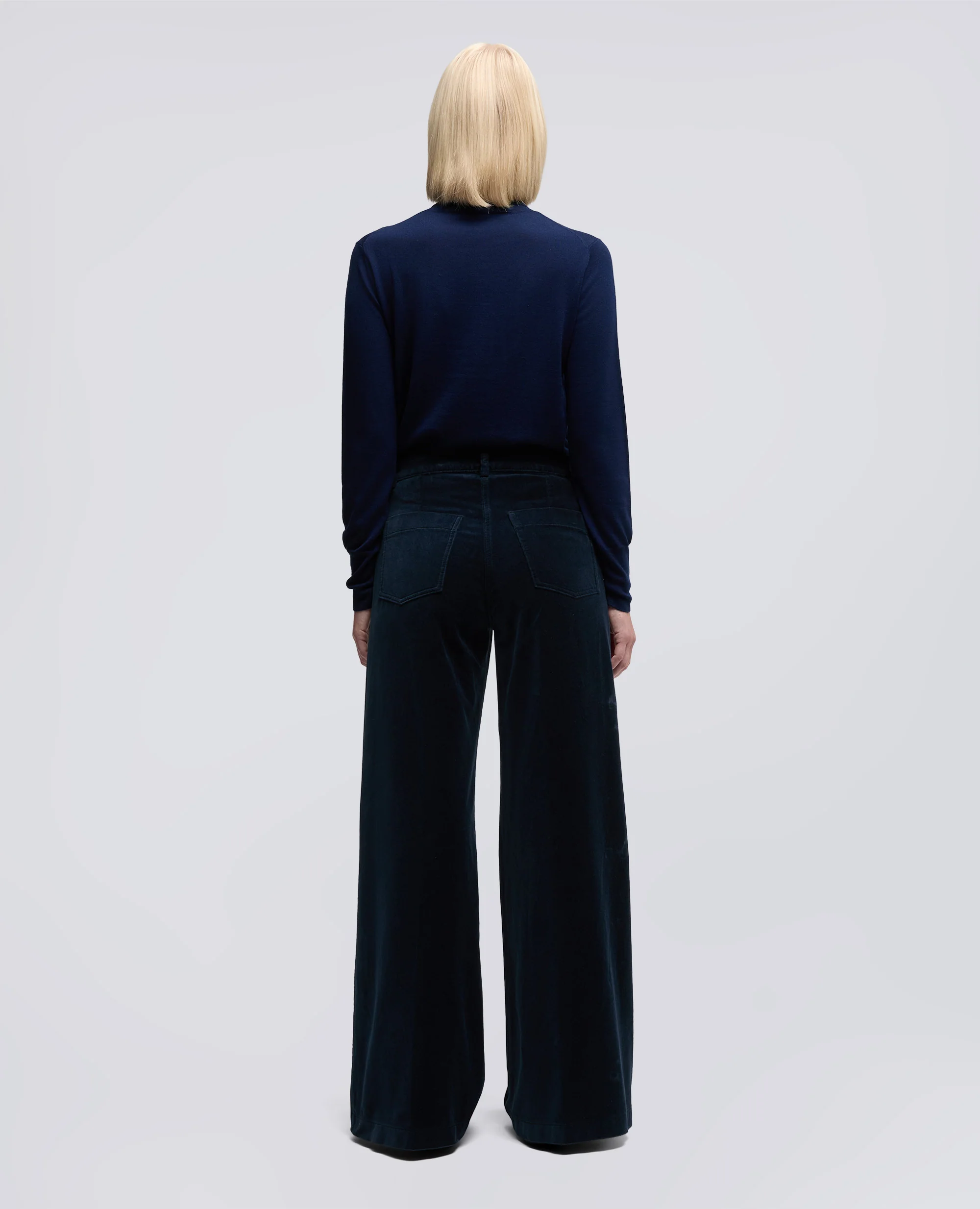 PANTALONE AMPIO IN VELLUTO LISCIO - NAVY - Image 3