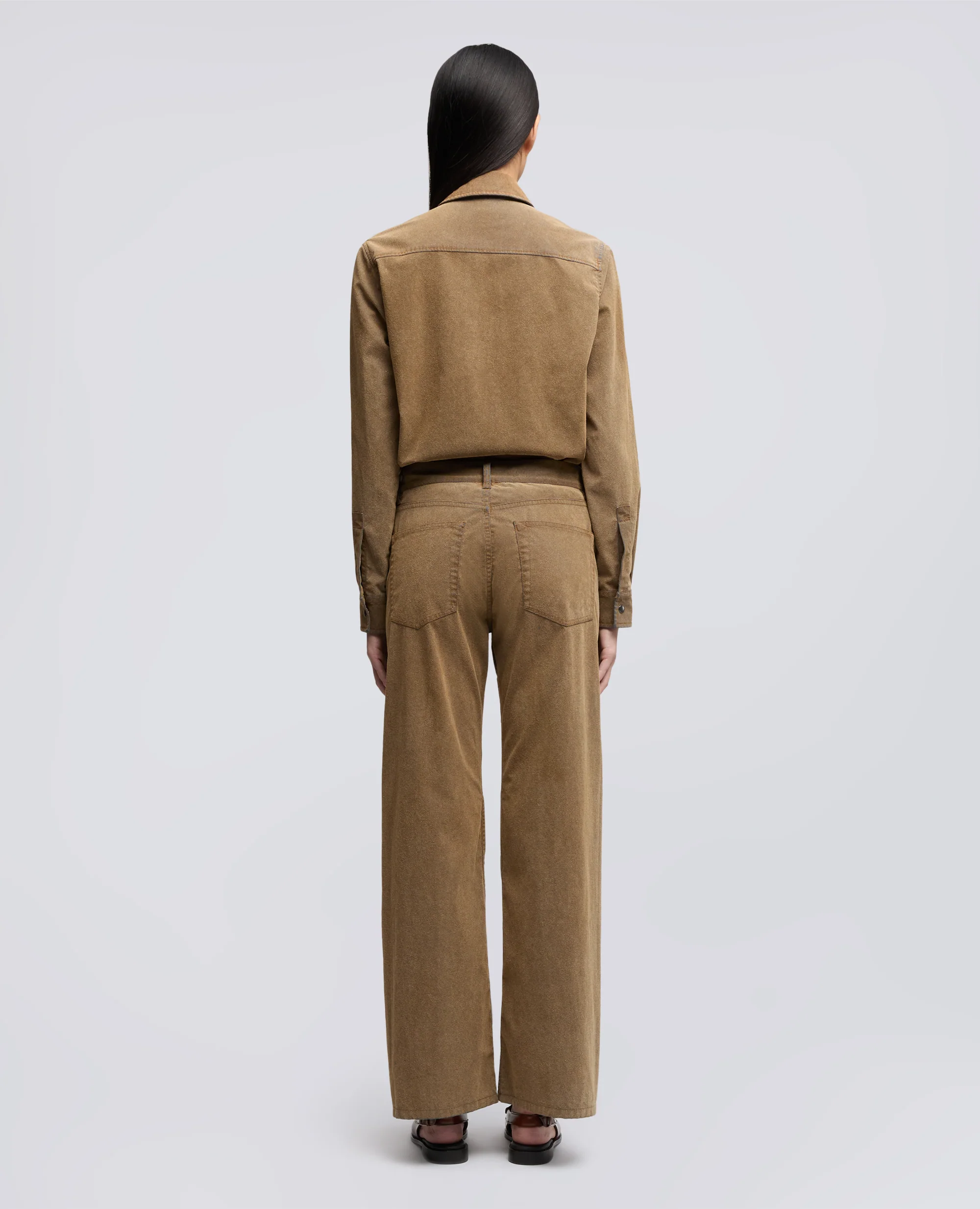 PANTALONE IN CHAMBRAY FLOCCATO PELLE - COLONIALE - Image 3