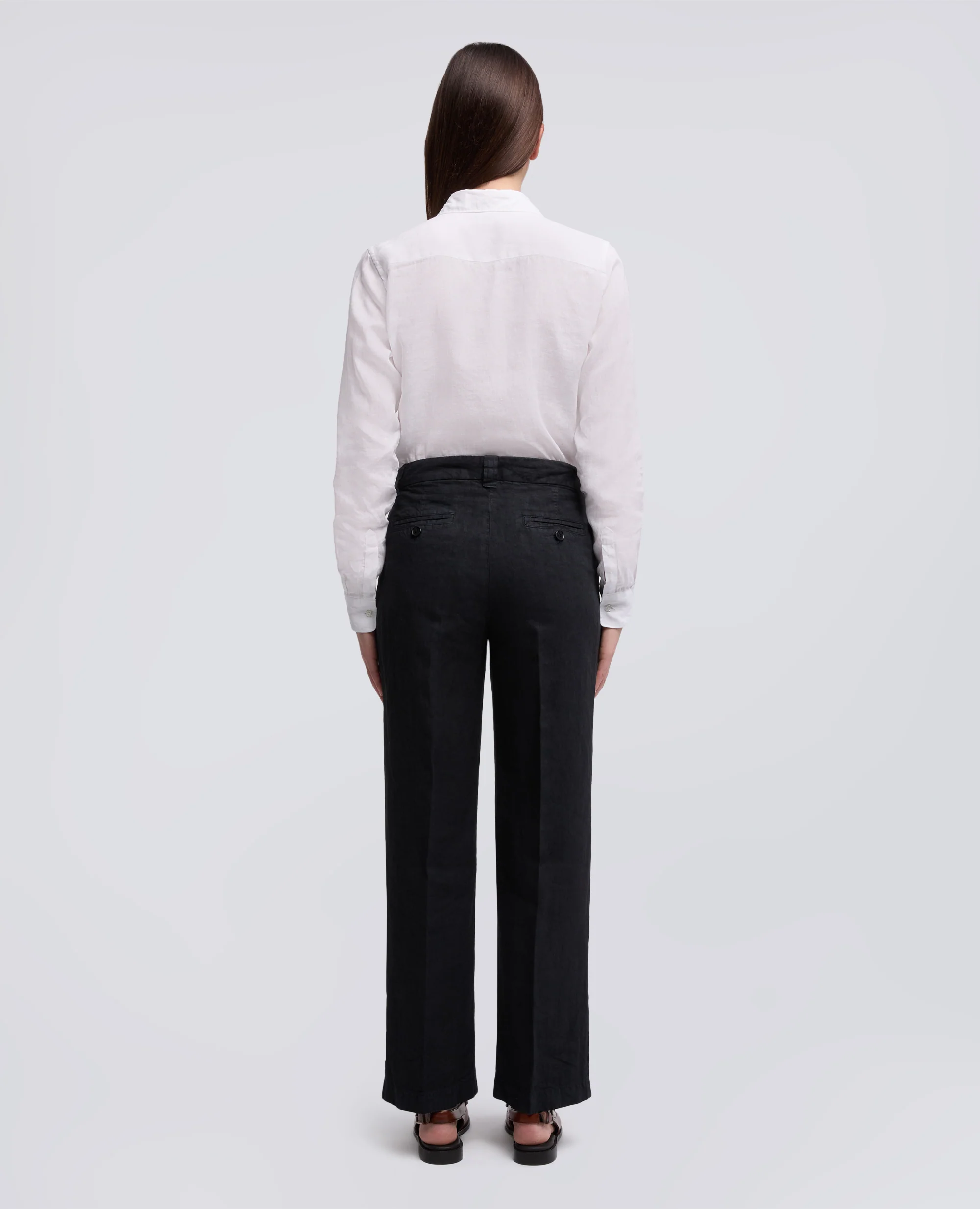 PANTALONE IN LINO FIAMMATO COMPATTO TINTO CAPO - NAVY - Image 3
