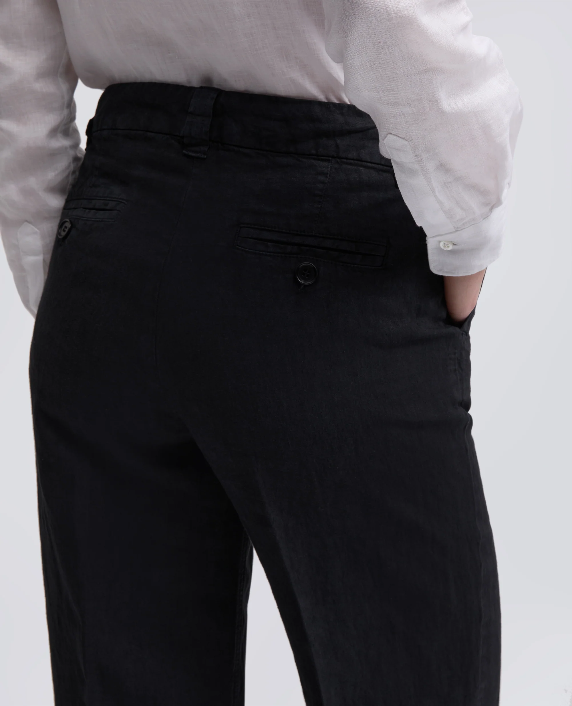 PANTALONE IN LINO FIAMMATO COMPATTO TINTO CAPO - NAVY - Image 4