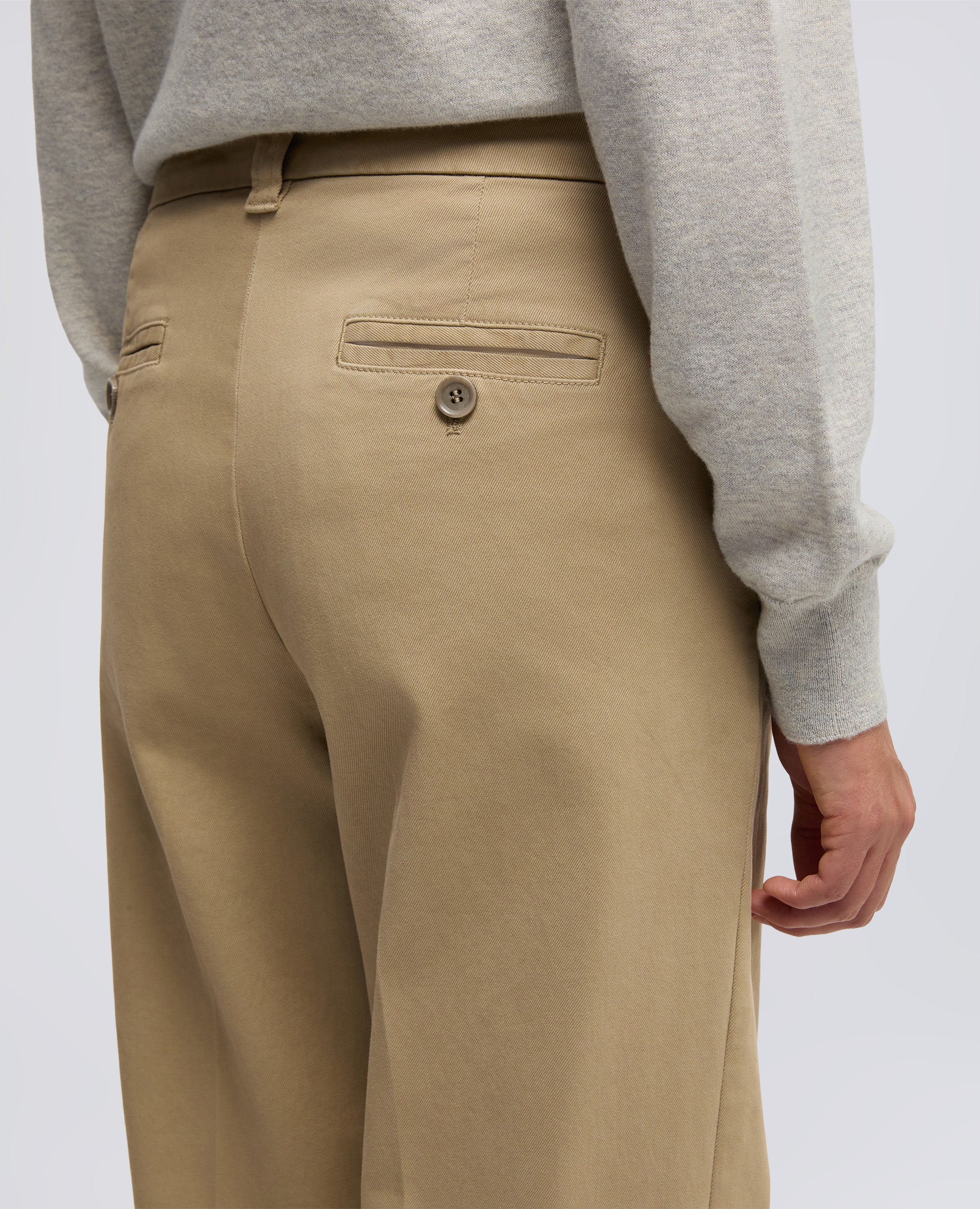 PANTALONE IN GABARDINA DI COTONE - KHAKI - Image 4