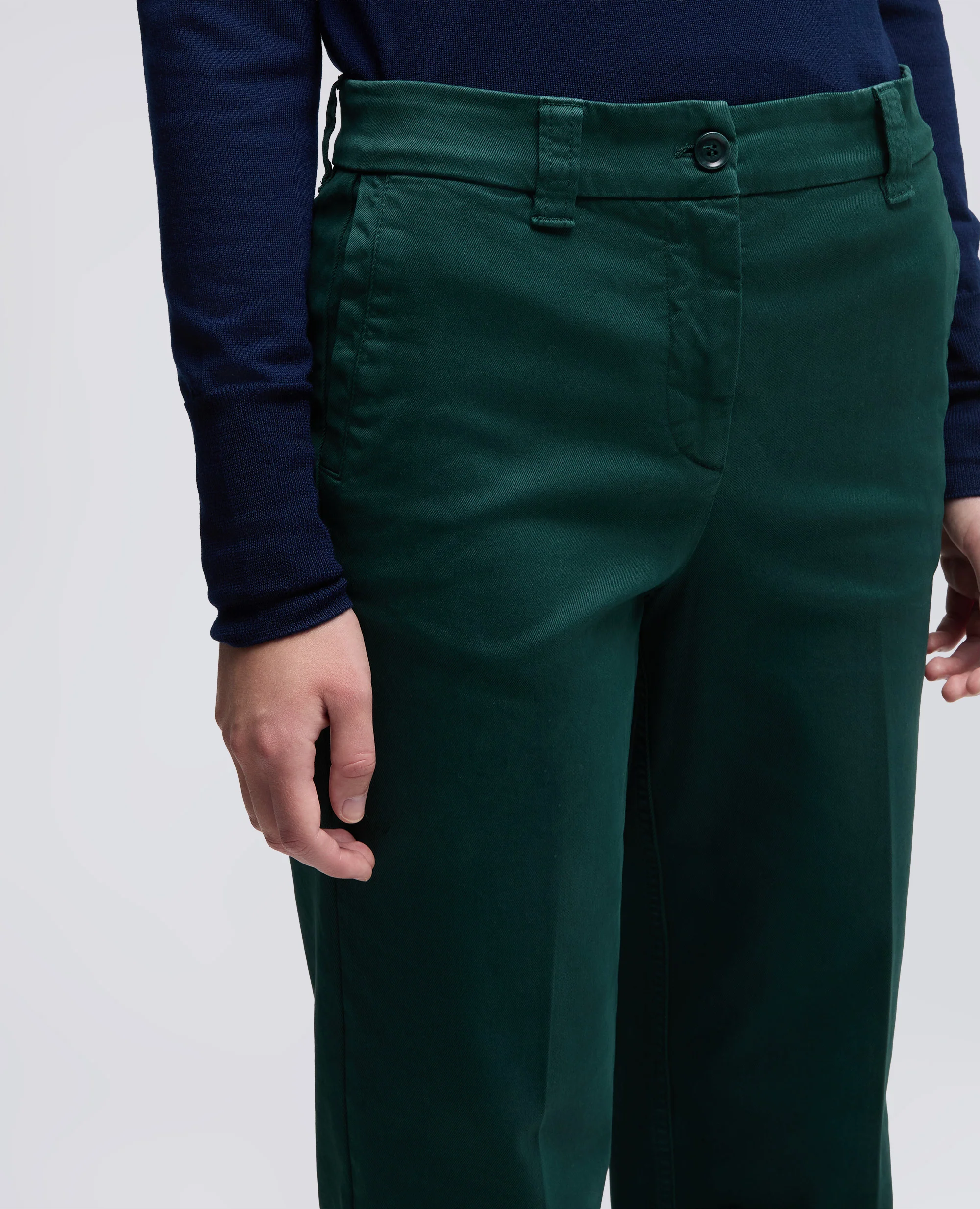 PANTALONE IN GABARDINA DI COTONE - VERDE INGLESE - Image 4
