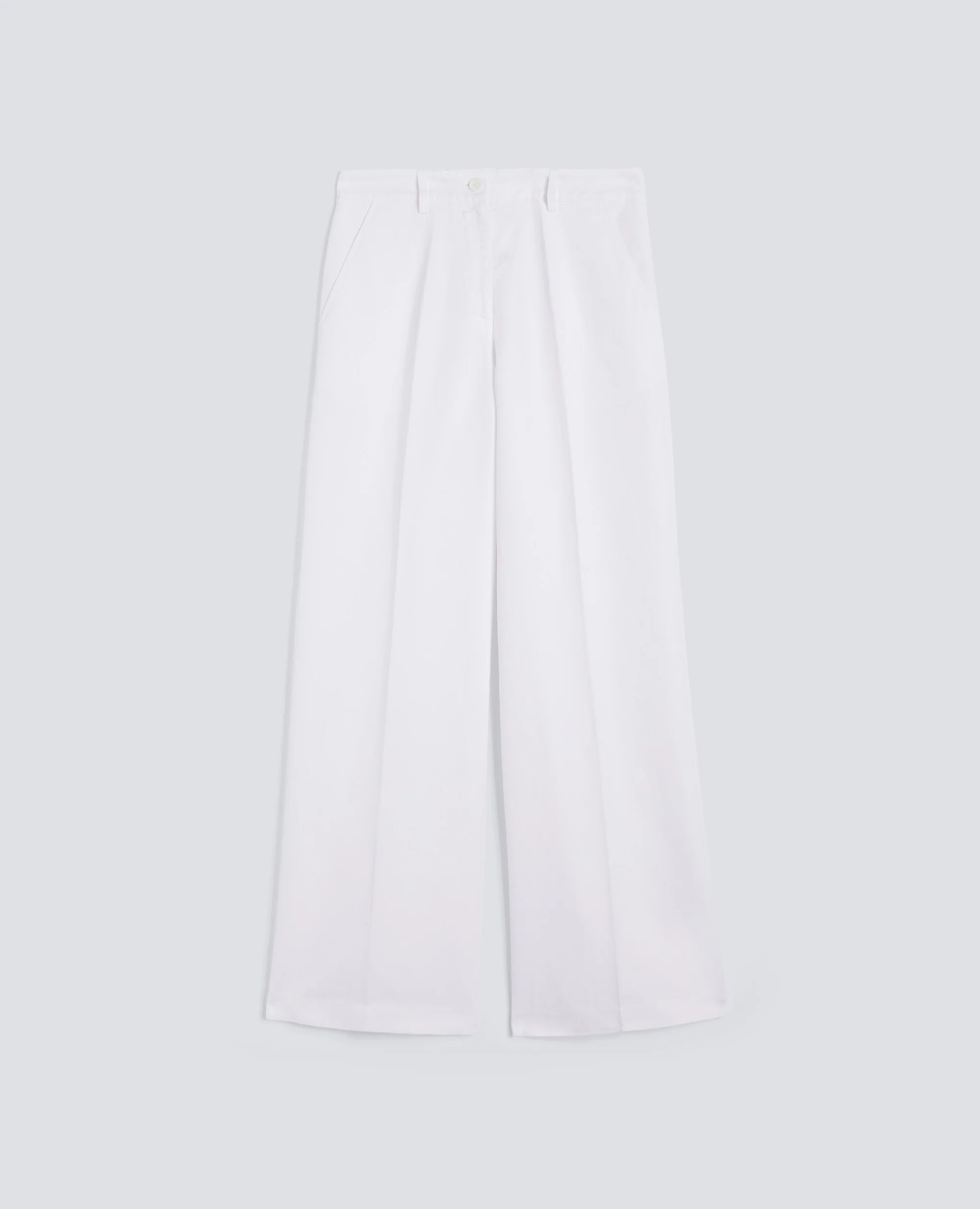 PANTALONE IN GABARDINA COTONE LINO TINTO CAPO - BIANCO