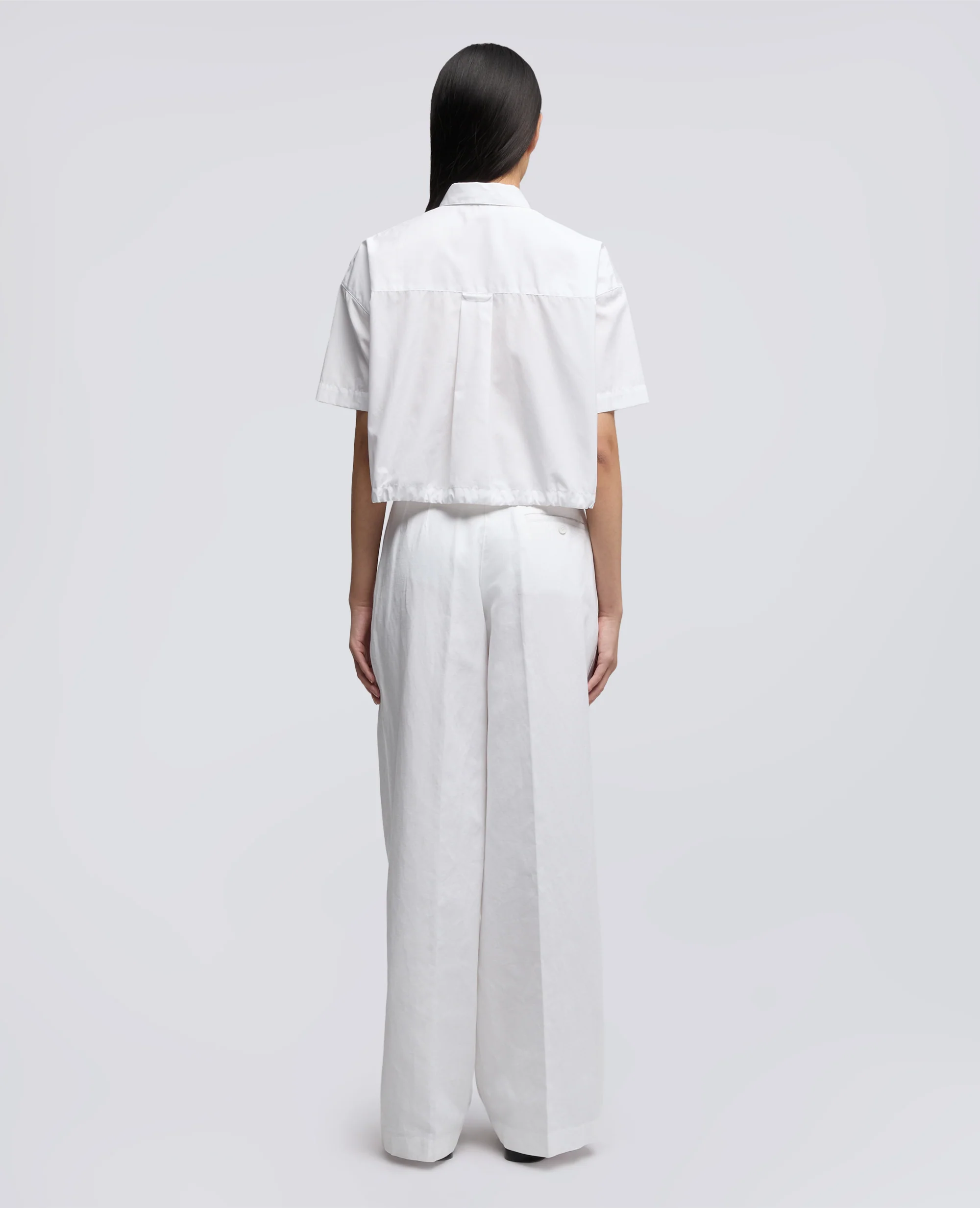 PANTALONE IN GABARDINA COTONE LINO TINTO CAPO - BIANCO - Image 3