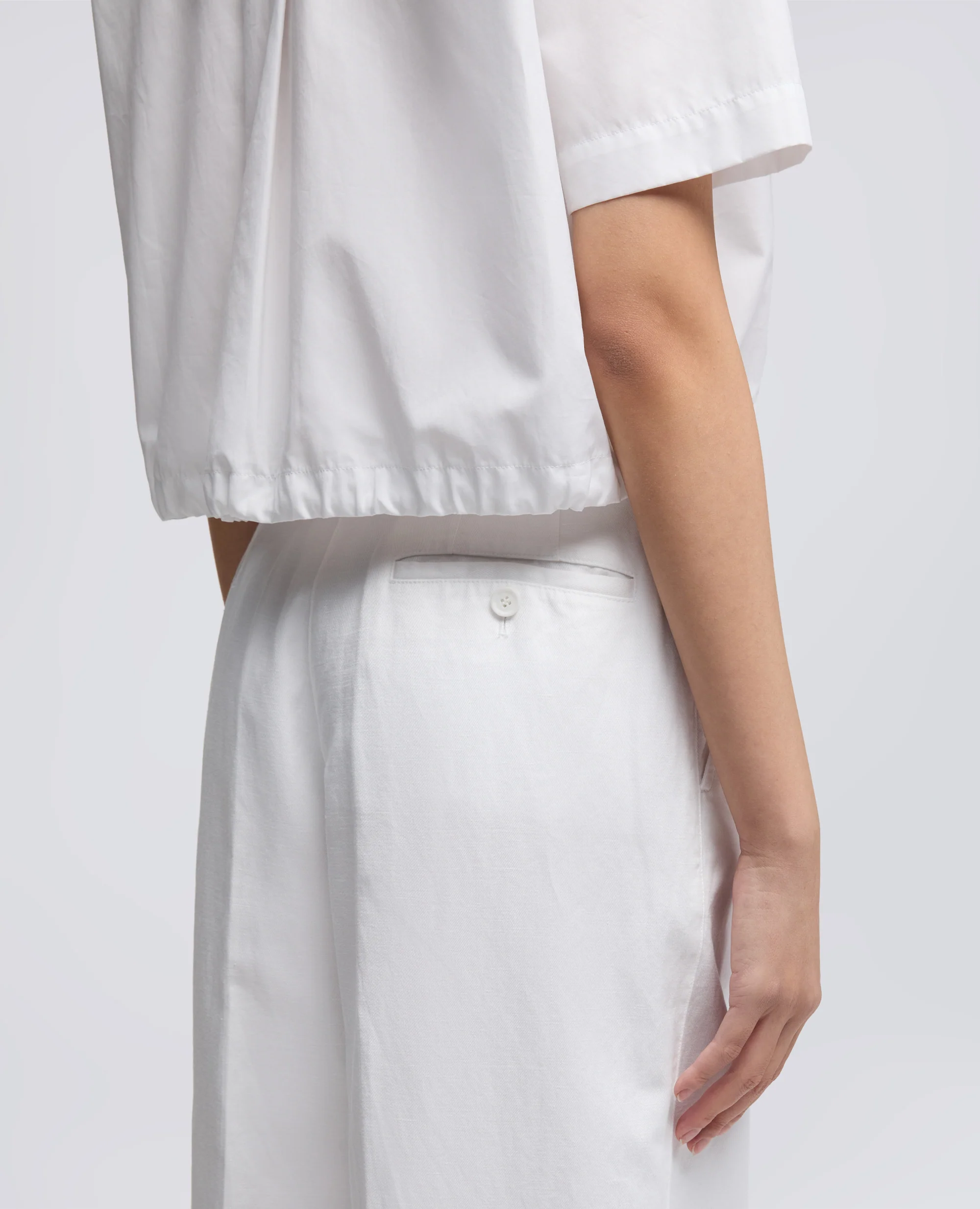 PANTALONE IN GABARDINA COTONE LINO TINTO CAPO - BIANCO - Image 4