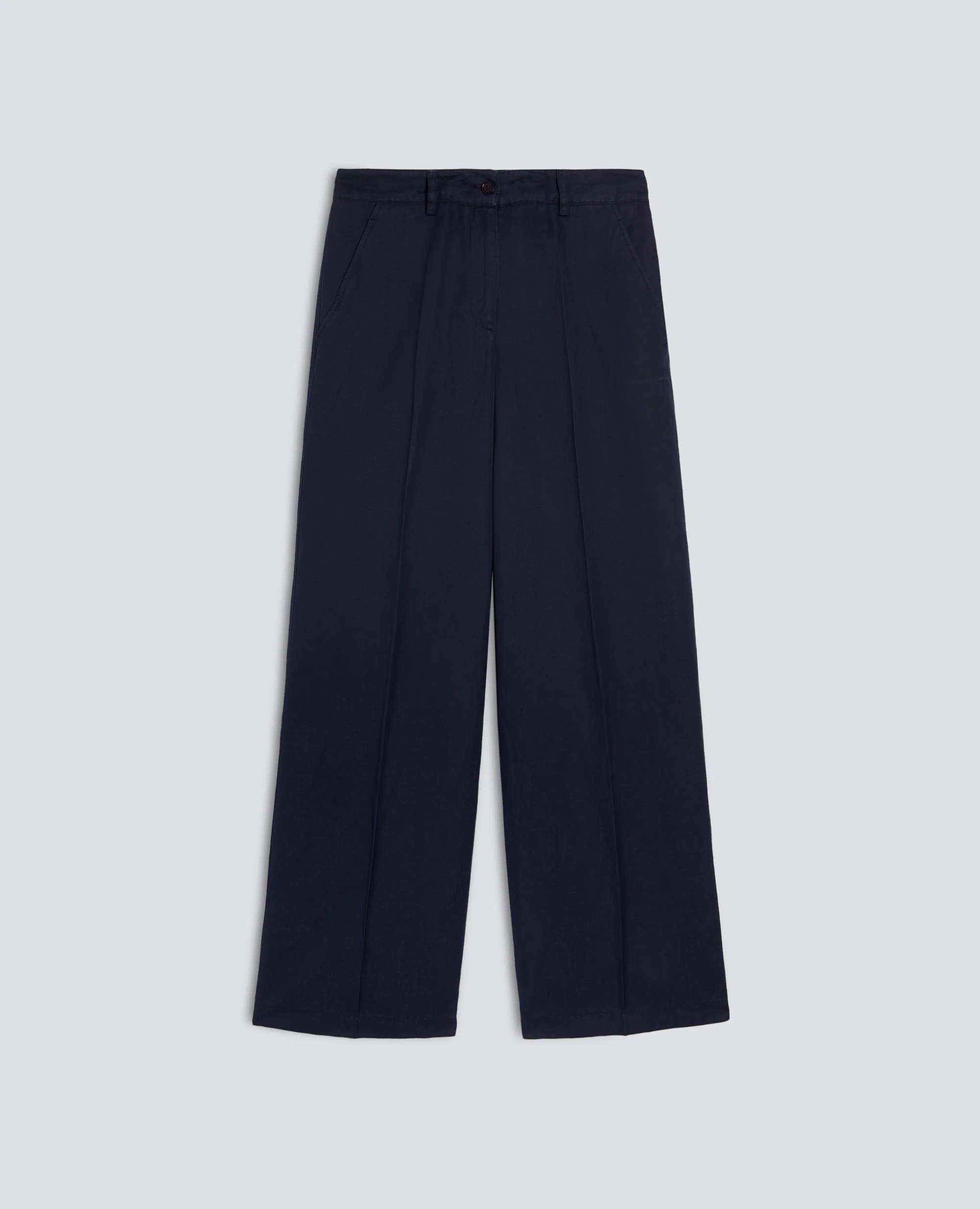 PANTALONE IN GABARDINA COTONE LINO TINTO CAPO - NAVY