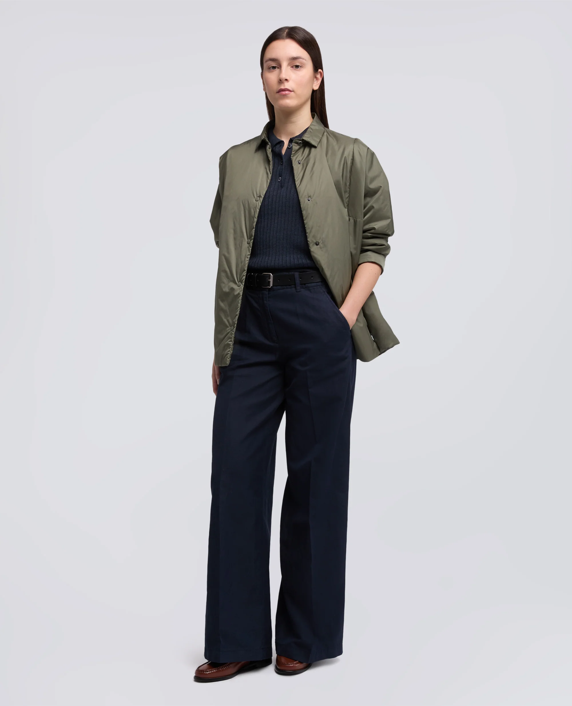 PANTALONE IN GABARDINA COTONE LINO TINTO CAPO - NAVY - Image 2