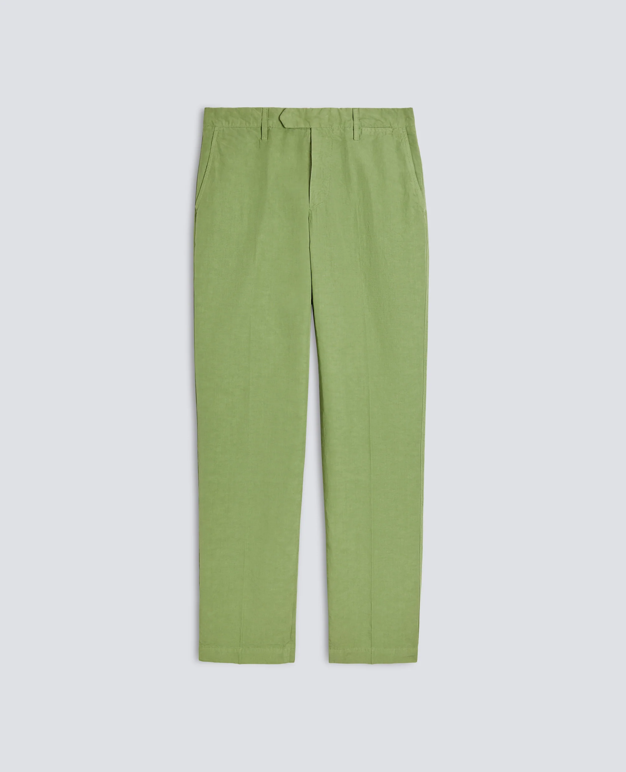 PANTALONE IN TELA FIAMMATA COTONE E LINO TINTO CAPO - SALVIA
