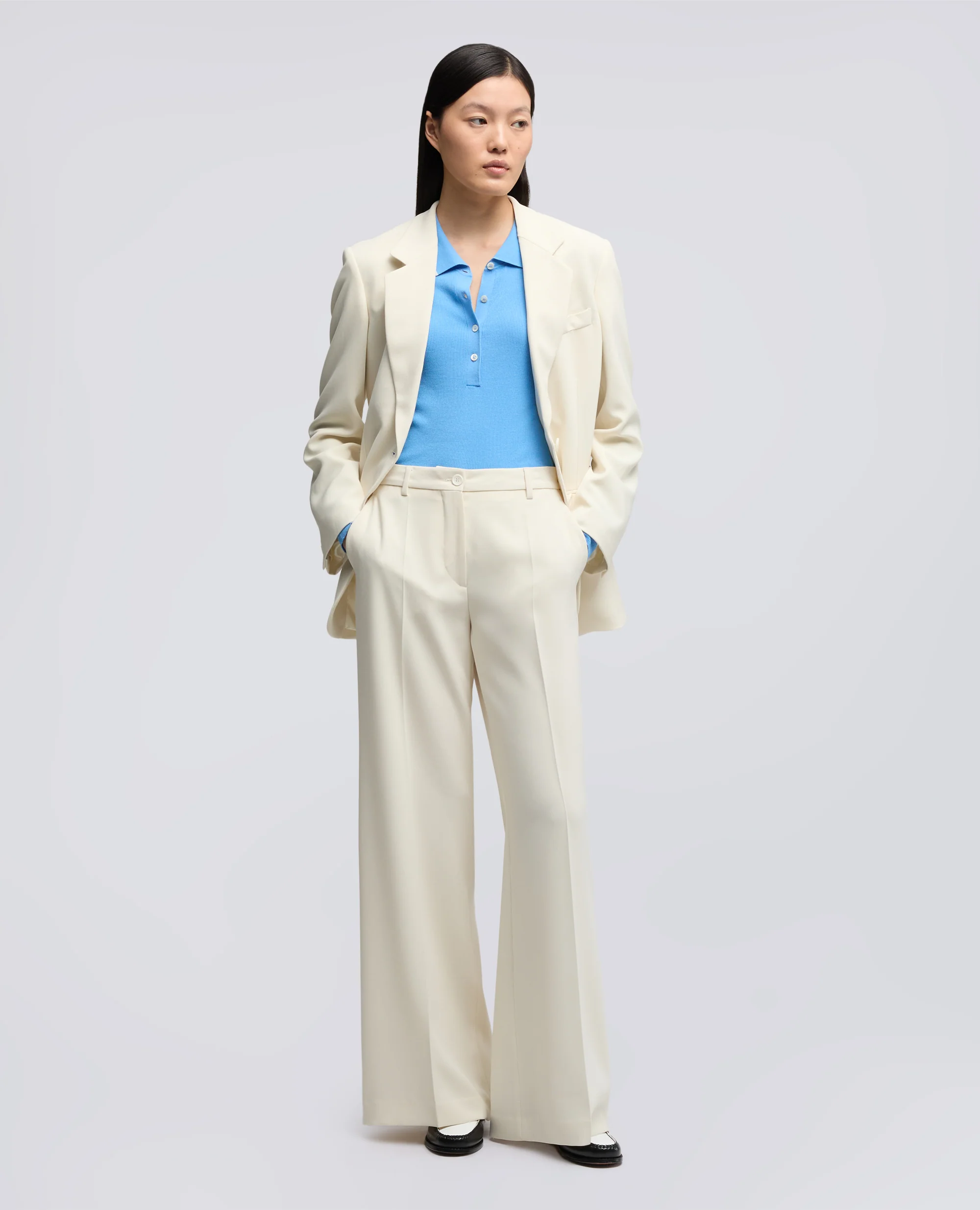 PANTALONE IN CADY CREPE IN TRIACETATO POLIESTERE - NATURALE - Image 2
