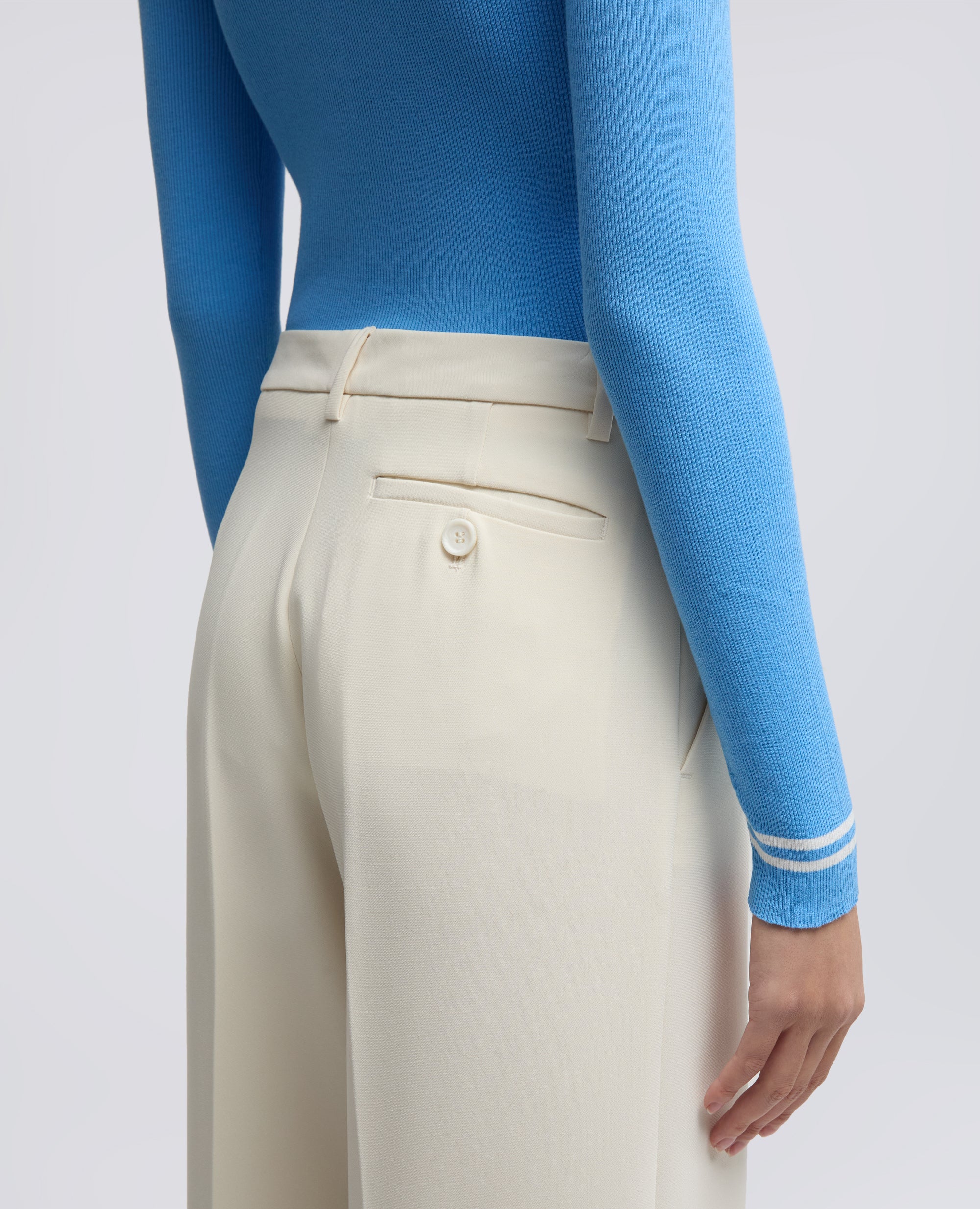 PANTALONE IN CADY CREPE IN TRIACETATO POLIESTERE - NATURALE - Image 4