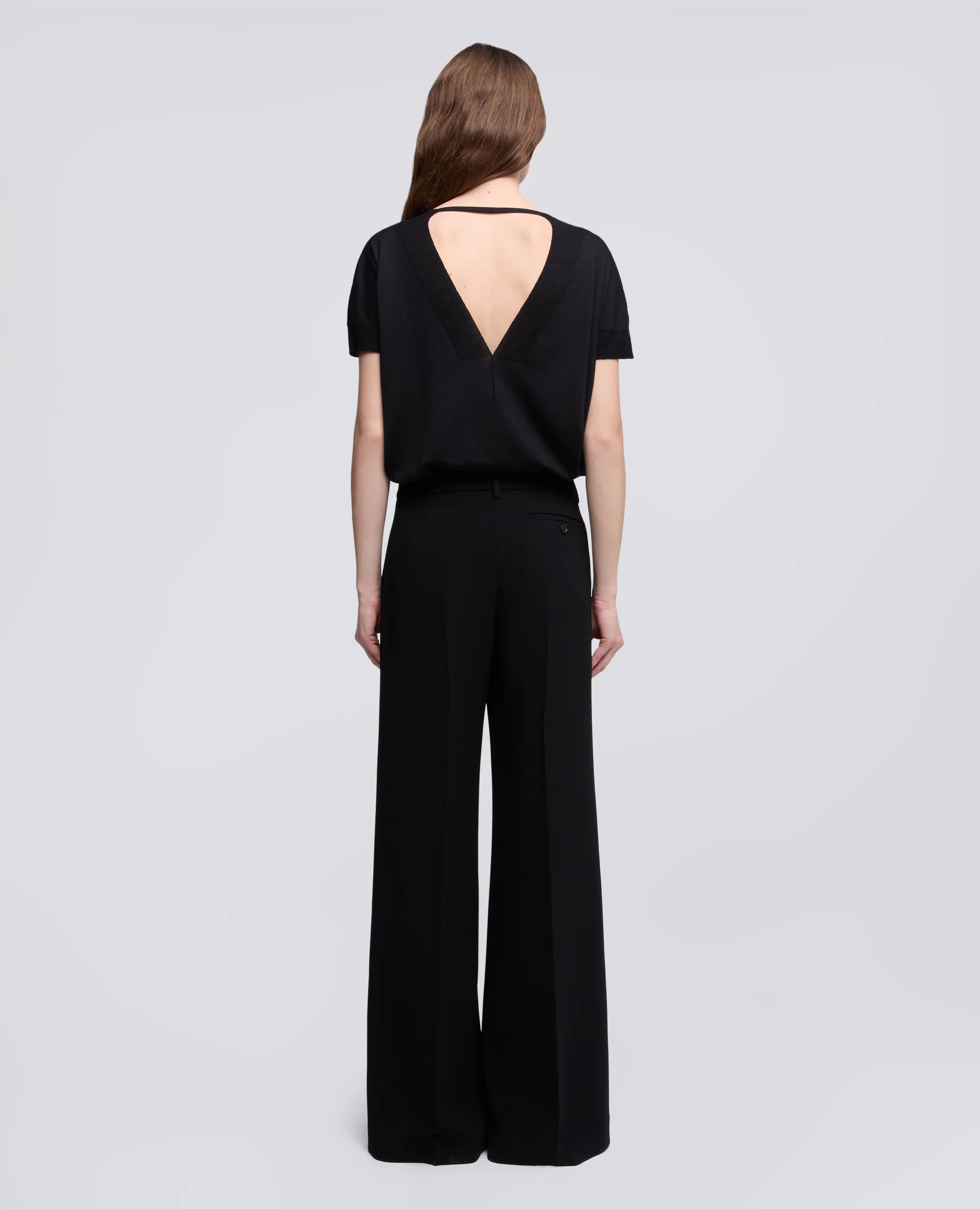 PANTALONE IN CADY CREPE IN TRIACETATO POLIESTERE - NERO - Image 3