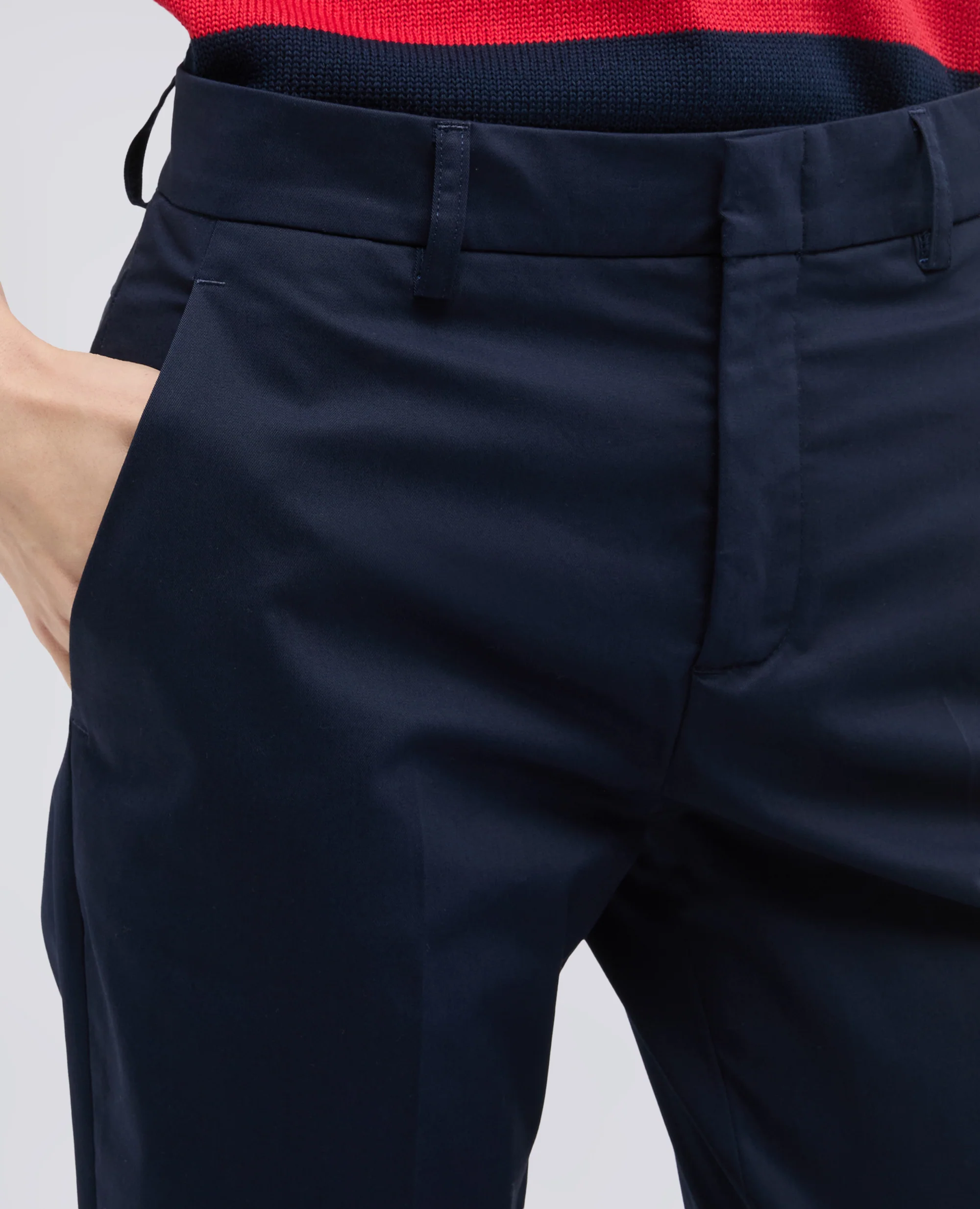 PANTALONE CAPRI IN TWILL DI COTONE STRETCH - NAVY - Image 4