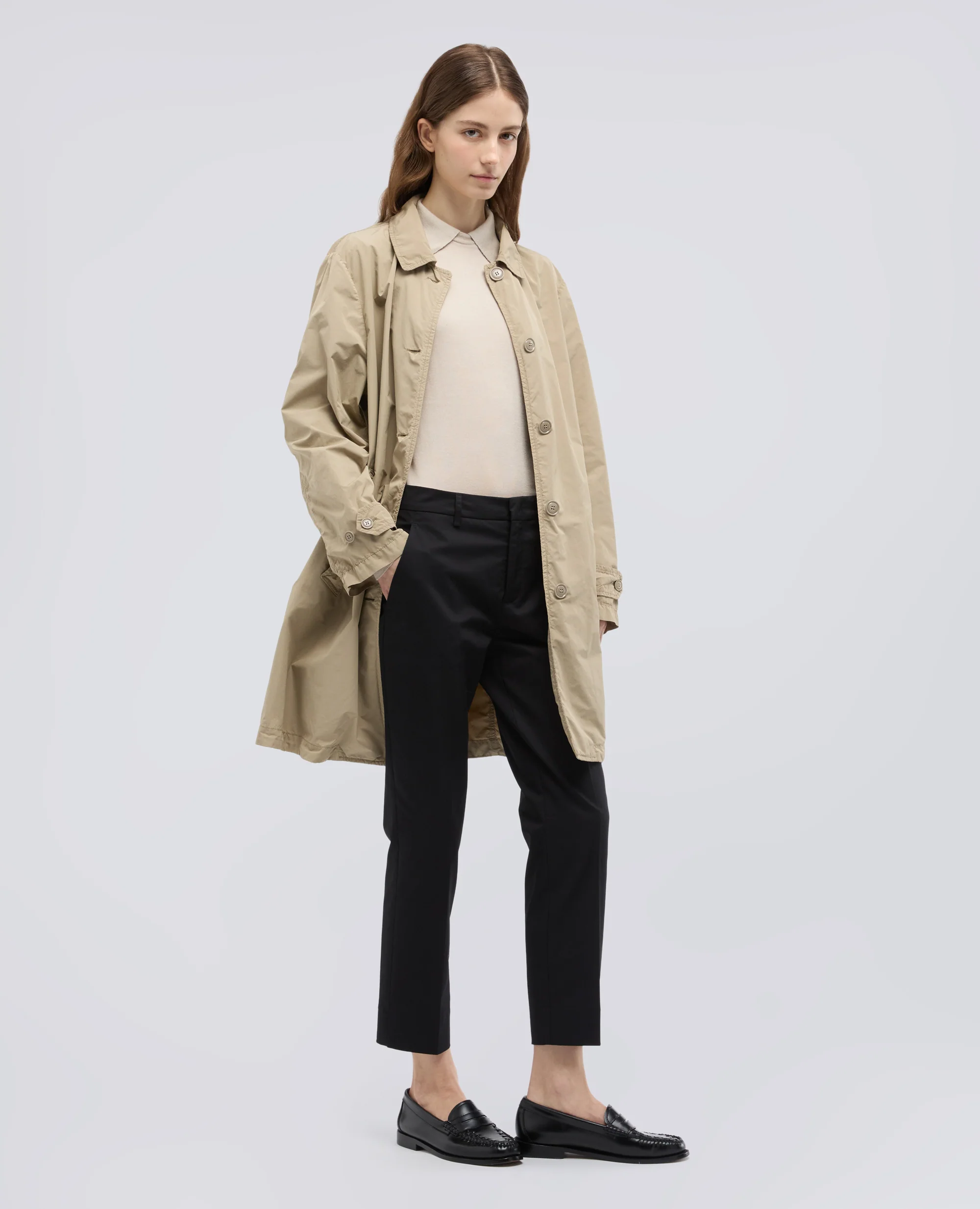 PANTALONE CAPRI IN TWILL DI COTONE STRETCH - NERO - Image 2