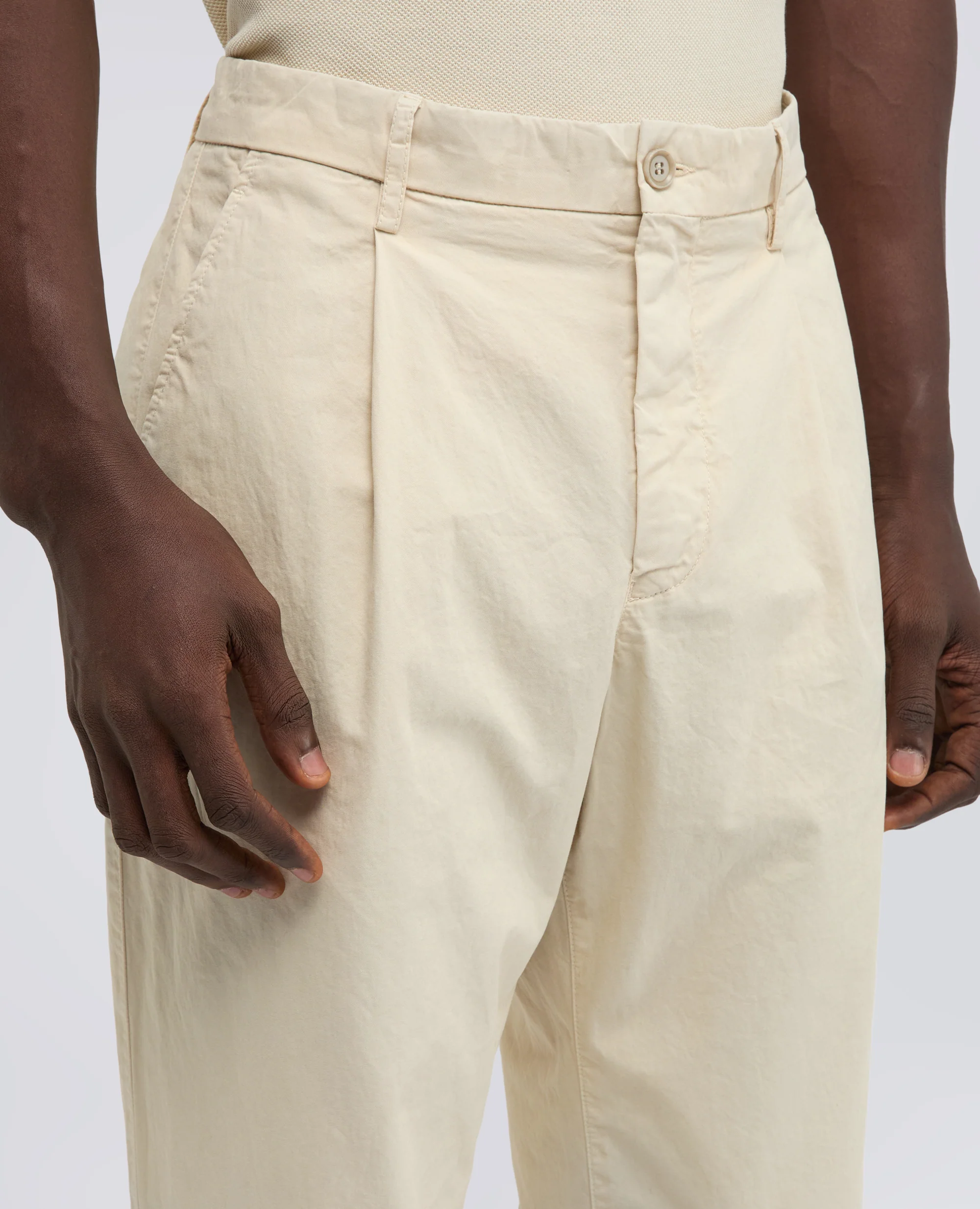 PANTALONE IN GABARDINA DI COTONE TINTO CAPO - SASSO - Image 4