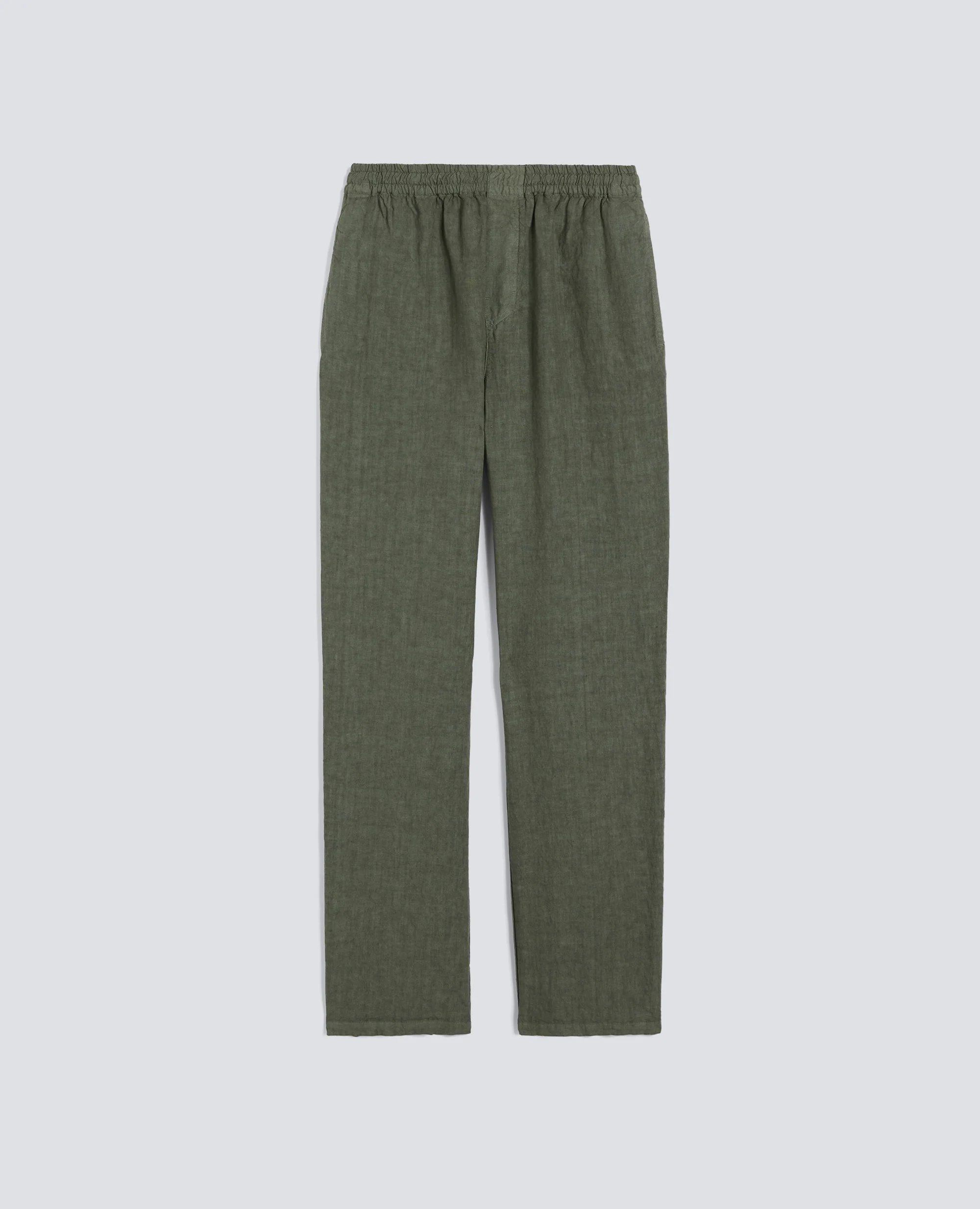 PANTALONE VENTURA IN TELA DI LINO COMPATTA TINTO CAPO - VERDE