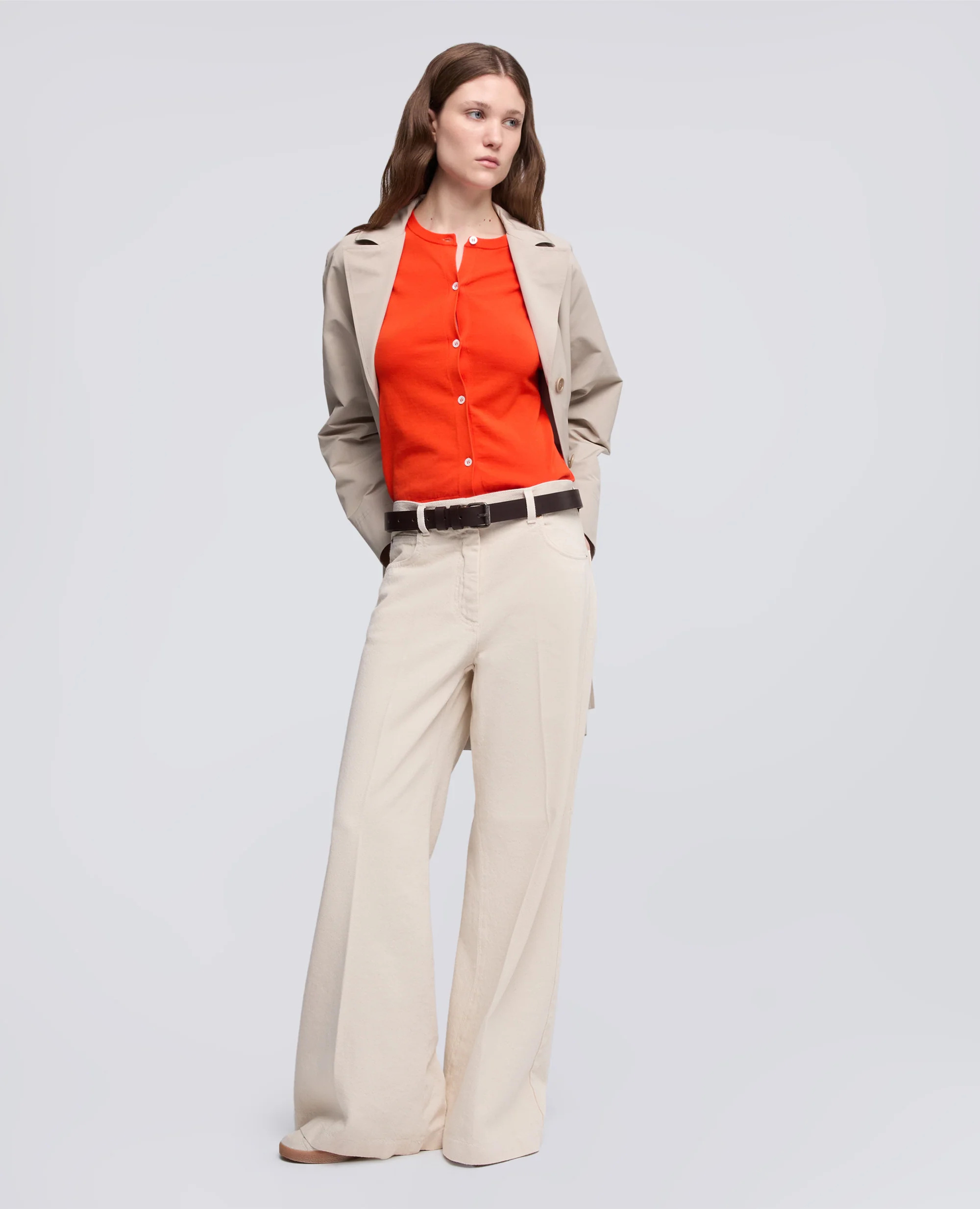 PANTALONE WIDE LEG IN DENIM - BURRO - Image 2