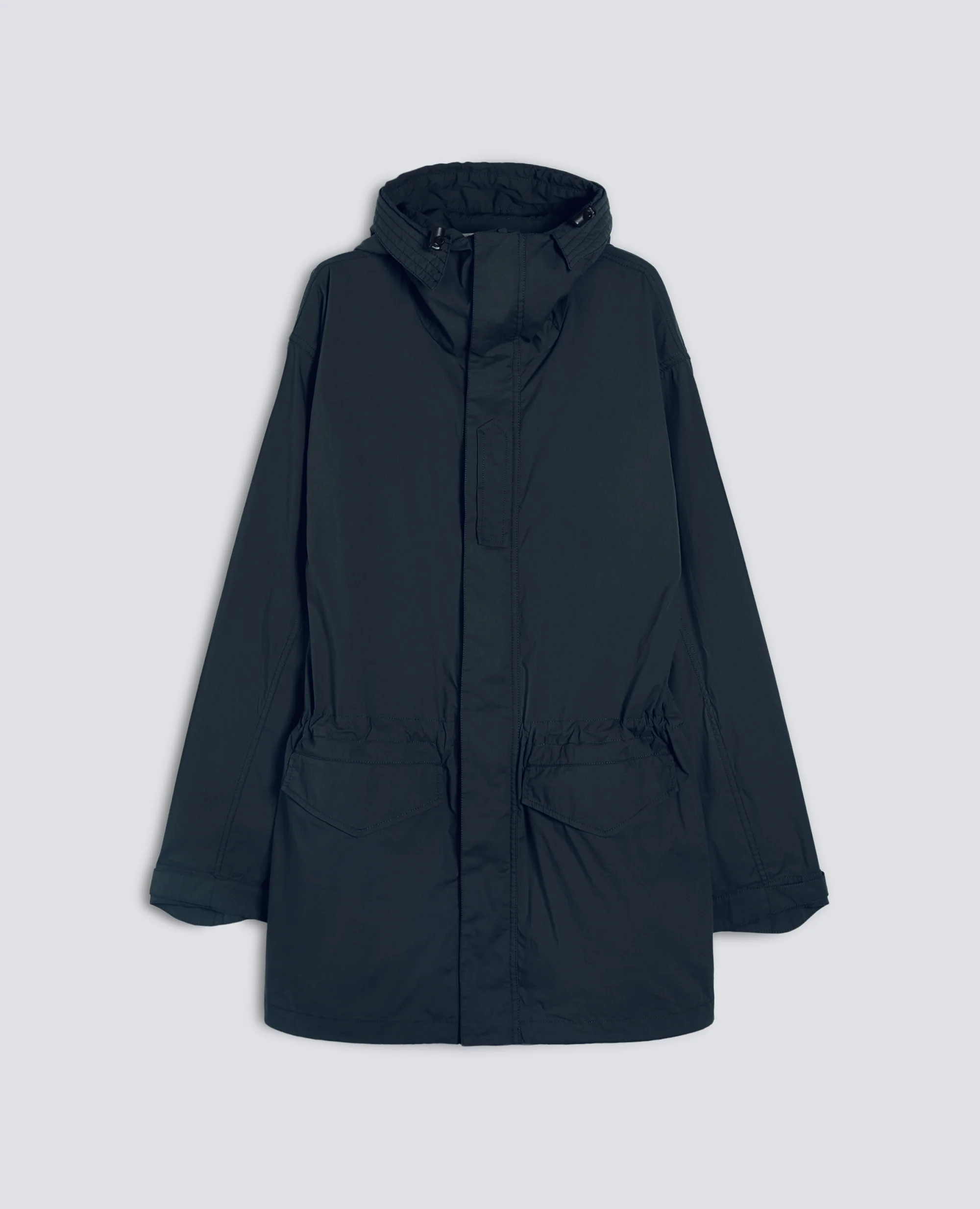 PARKA IN POPELINE DI COTONE E NYLON COMFORT - NAVY