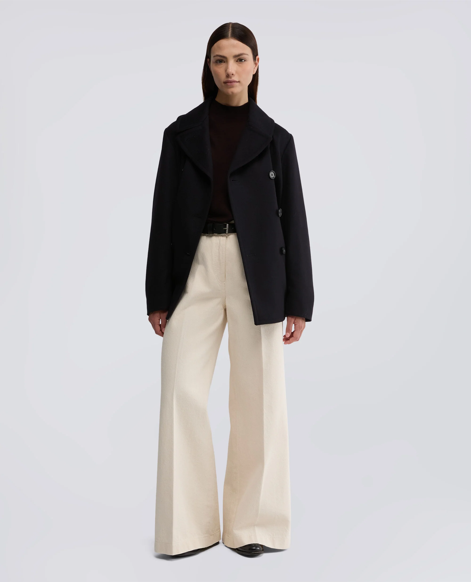 CAPPOTTO CORTO IN ALPACA E LANA VERGINE - NAVY - Image 2