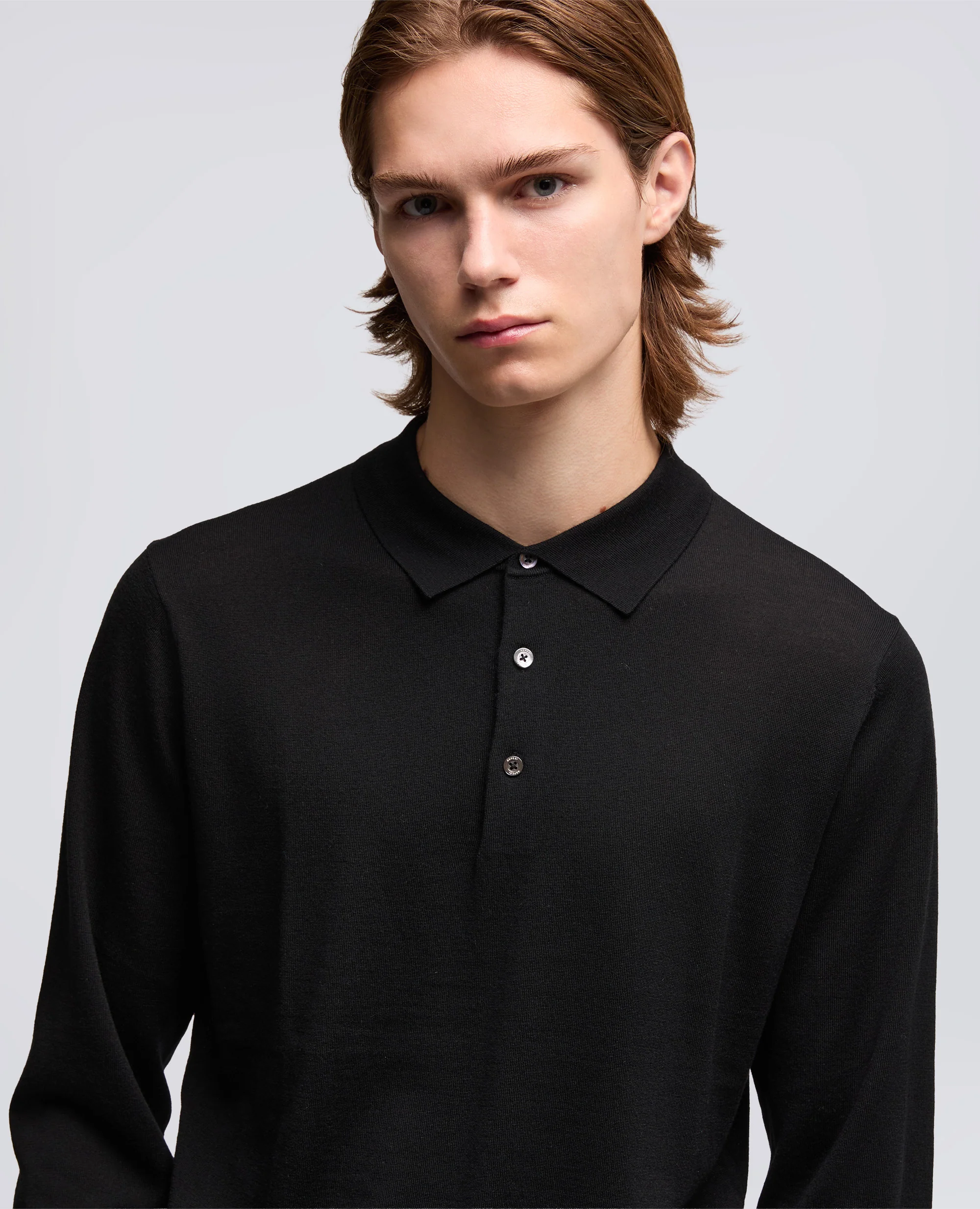 POLO A MANICHE LUNGHE - NERO - Image 4