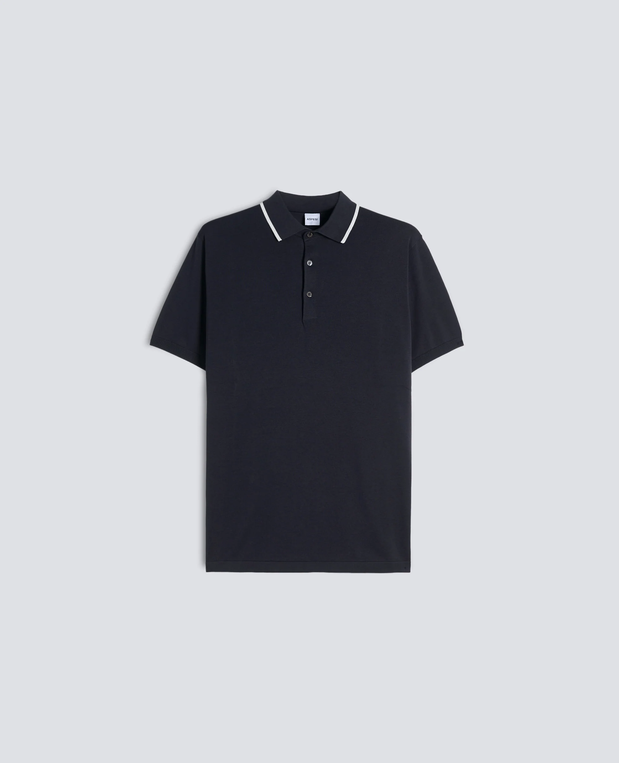 POLO IN COTONE CON BOTTONI IN MADREPERLA - NAVY