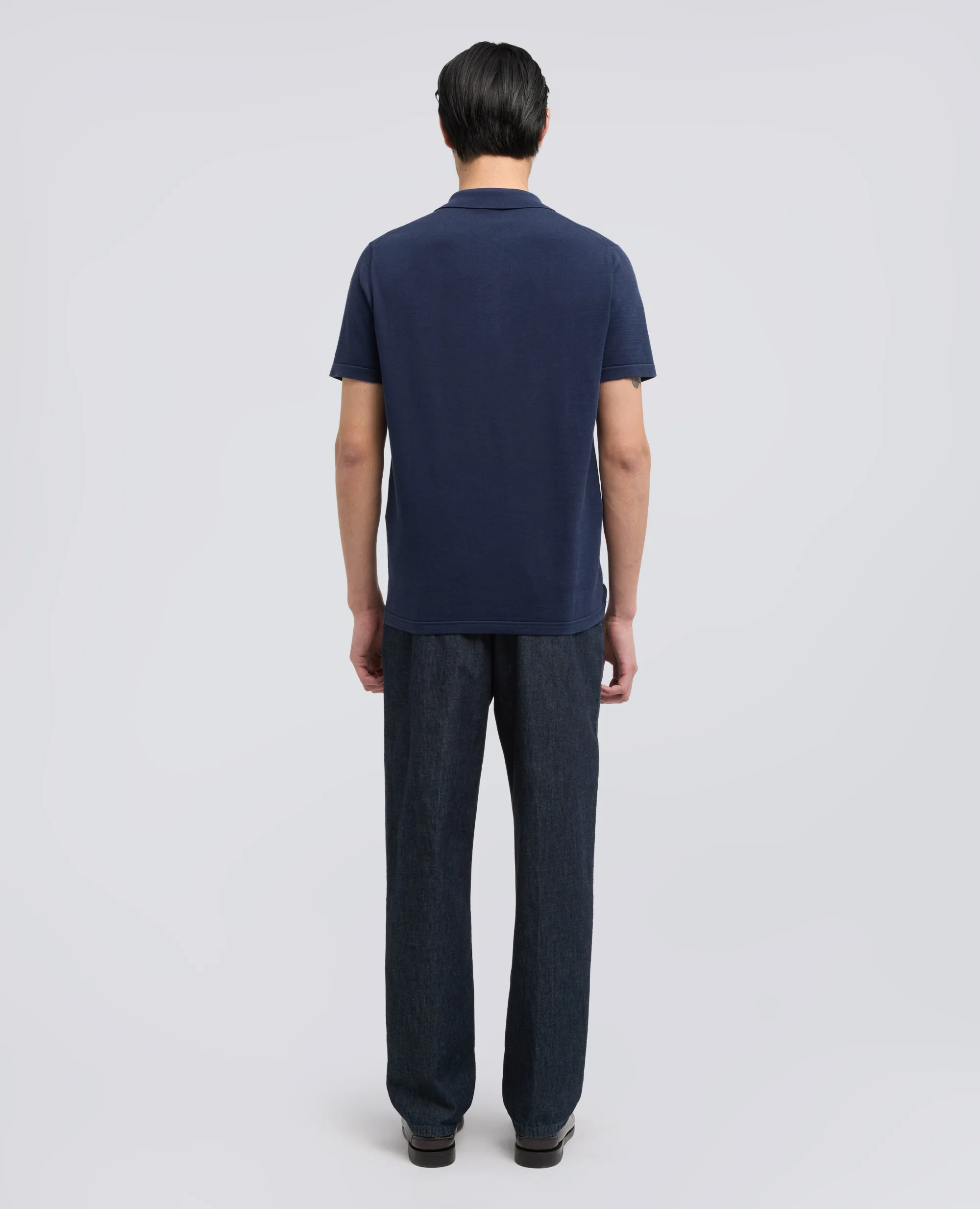 POLO IN MAGLIA DI COTONE, SETA E LINO - NAVY - Image 3
