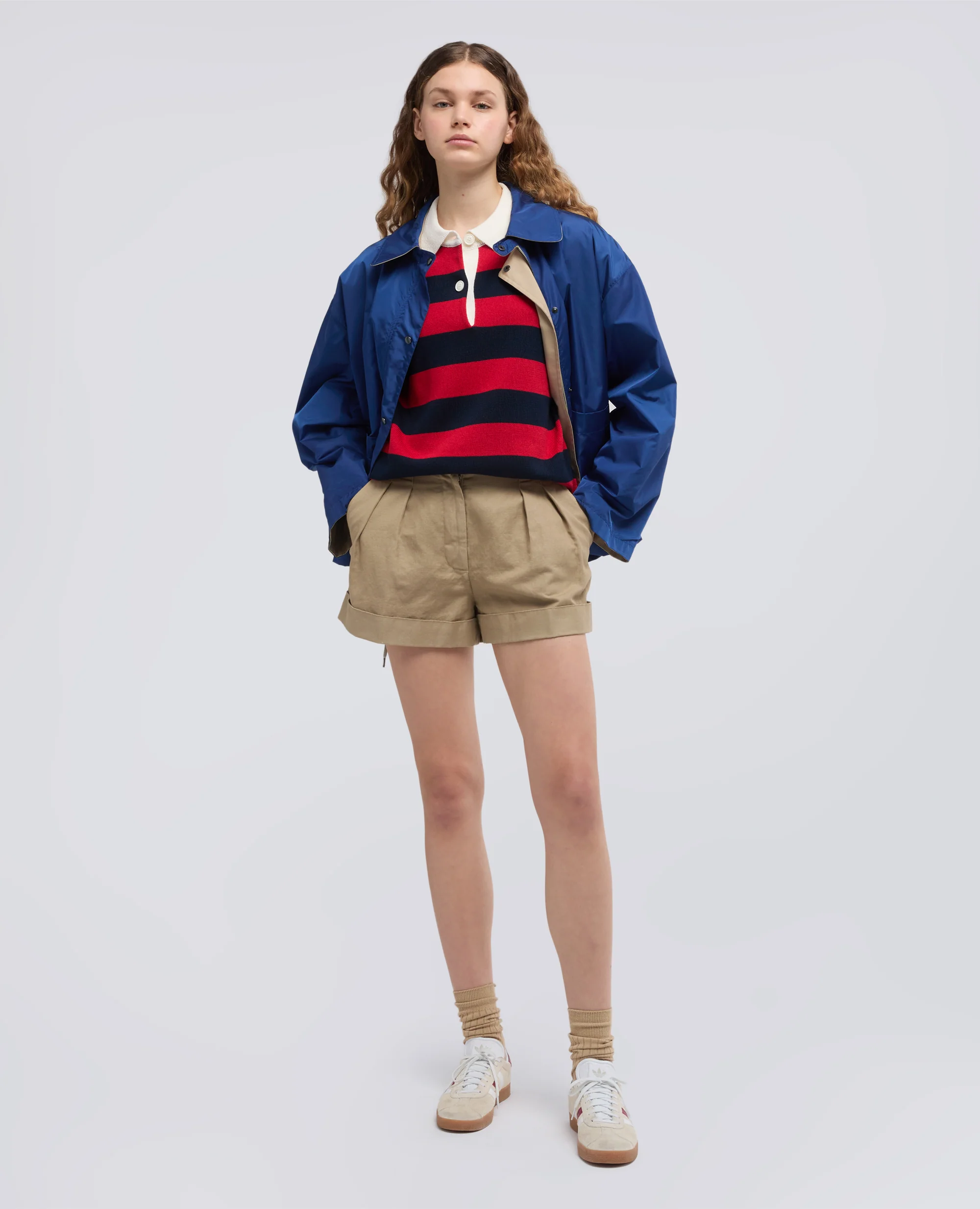 SHORT IN GABARDINA COTONE E  LINO TINTO CAPO - BEIGE - Image 2
