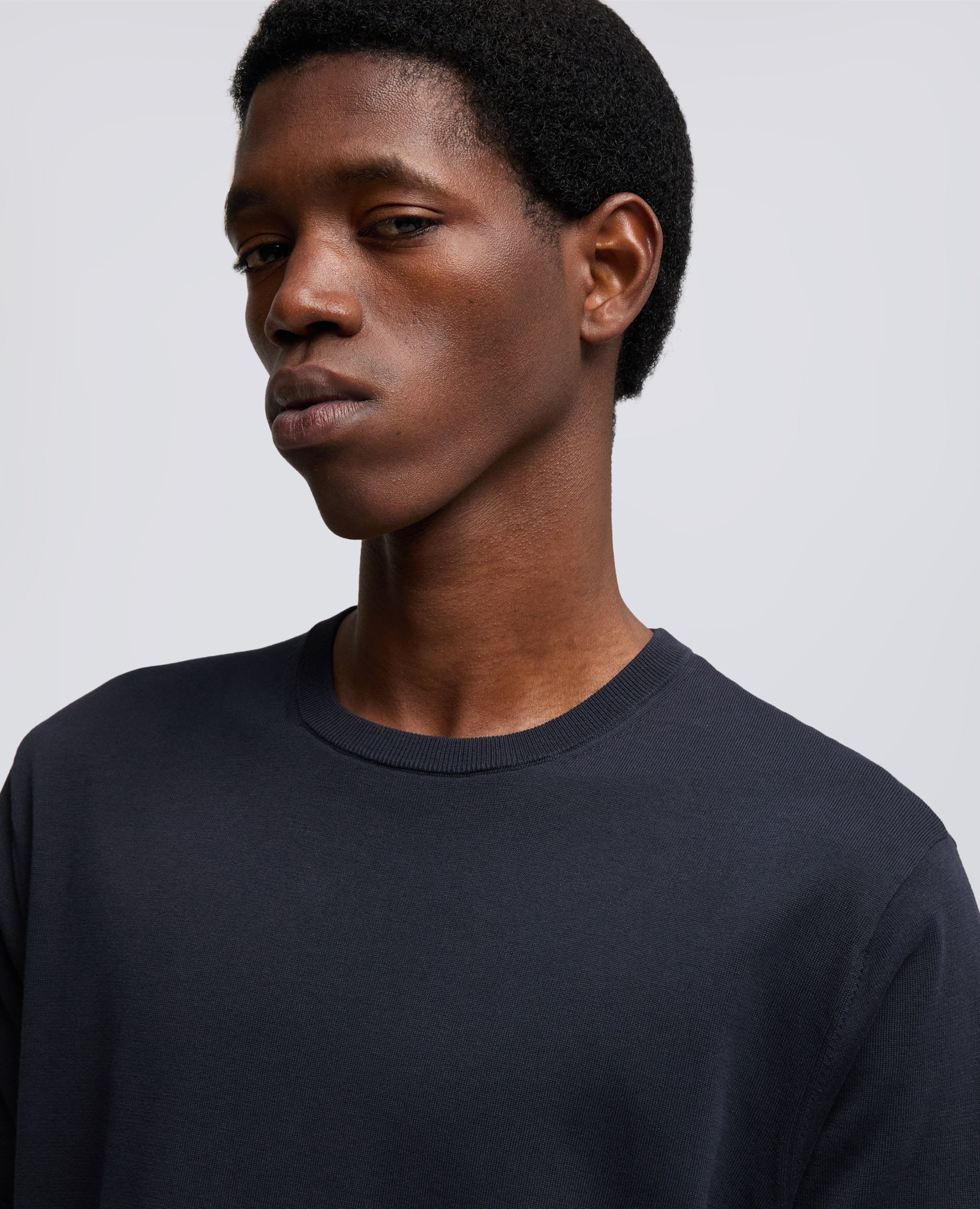 T-SHIRT IN COTONE - NAVY - Image 4