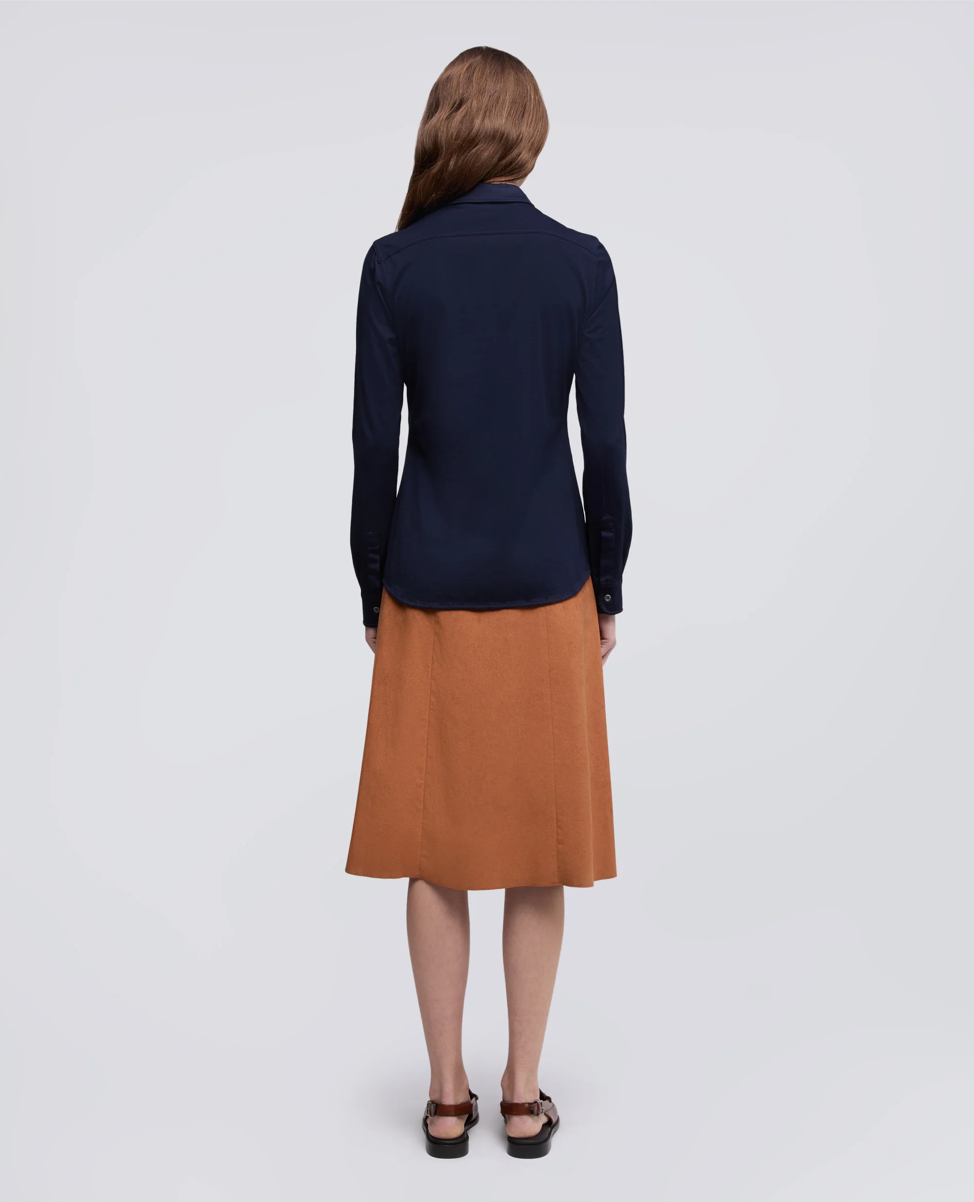 CAMICIA IN JERSEY DI COTONE - BLU - Image 3
