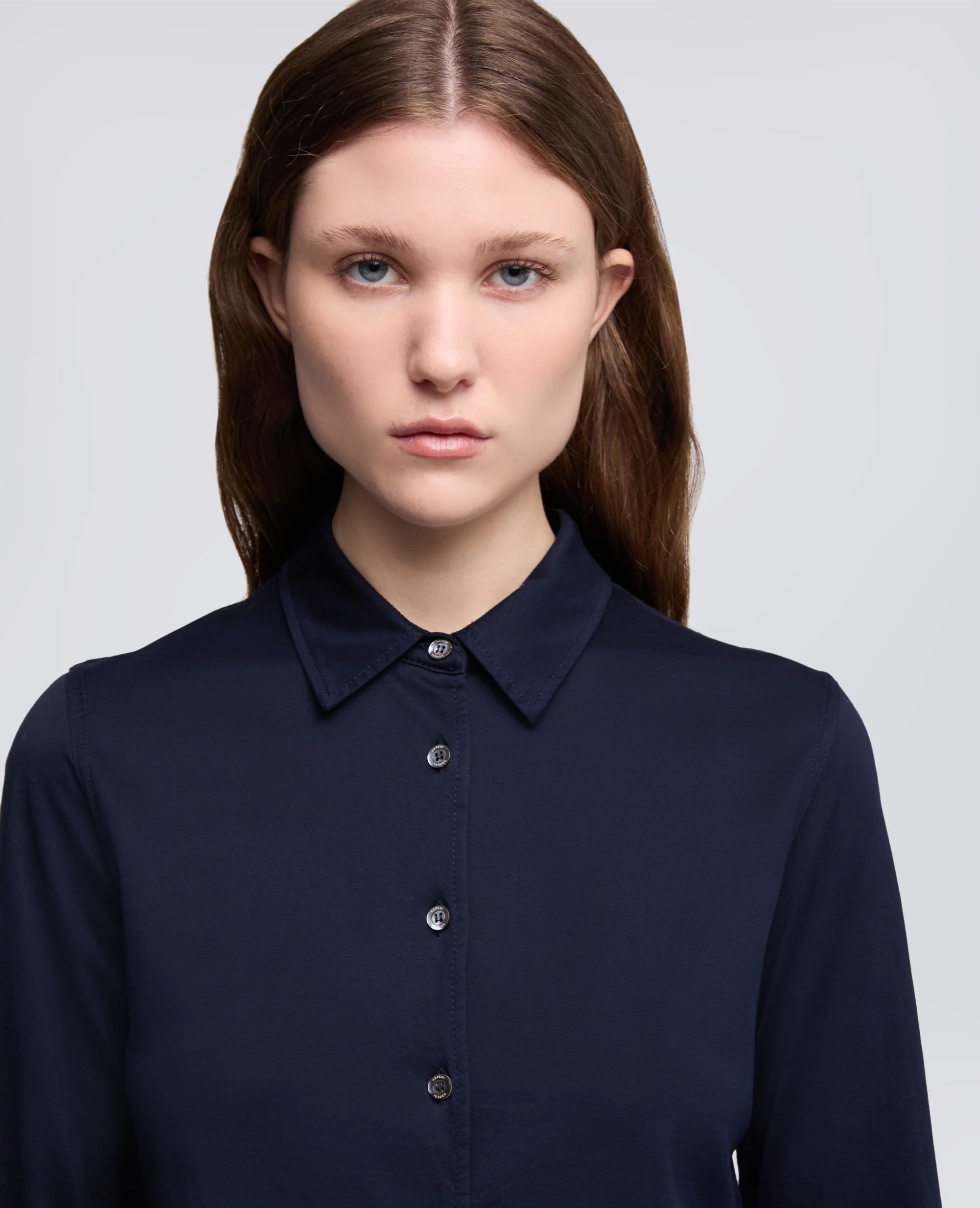 CAMICIA IN JERSEY DI COTONE - BLU - Image 4
