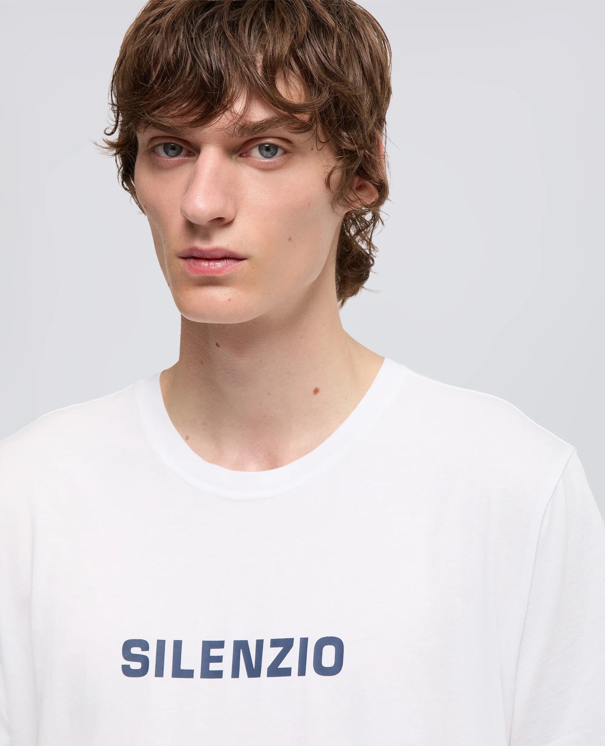 T-SHIRT IN JERSEY DI COTONE CON STAMPA "SILENZIO" - BIANCO - Image 4