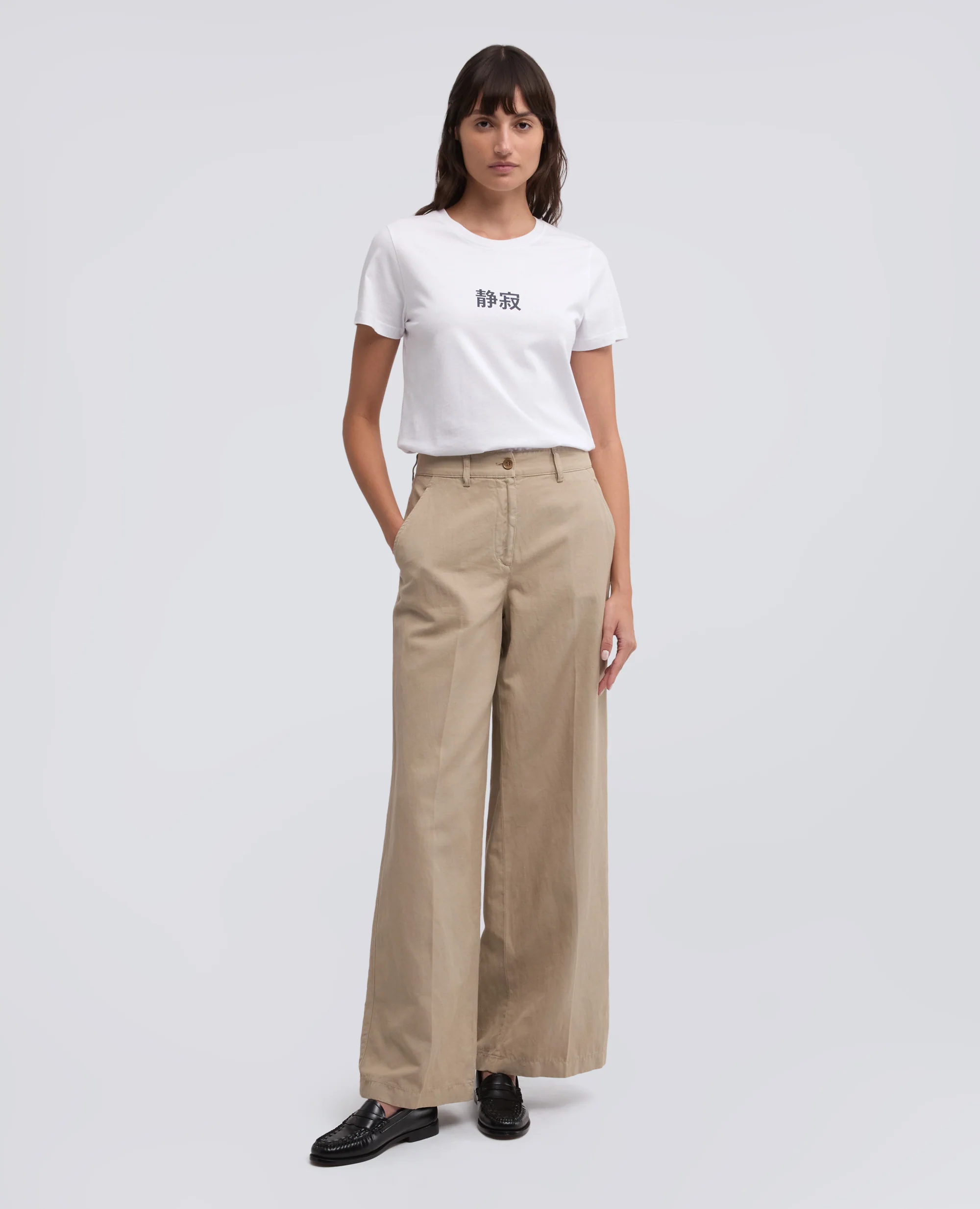 T-SHIRT IN JERSEY DI COTONE CON STAMPA "SILENZIO" IN GIAPPONESE - AA CAPSULE COLLECTION - BIANCO - Image 2