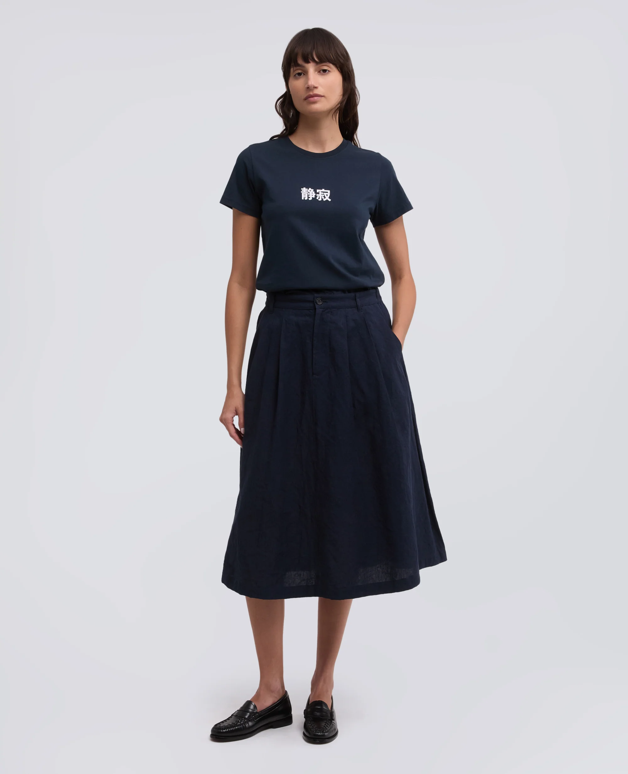 T-SHIRT IN JERSEY DI COTONE CON STAMPA "SILENZIO" IN GIAPPONESE - AA CAPSULE COLLECTION - NAVY - Image 2